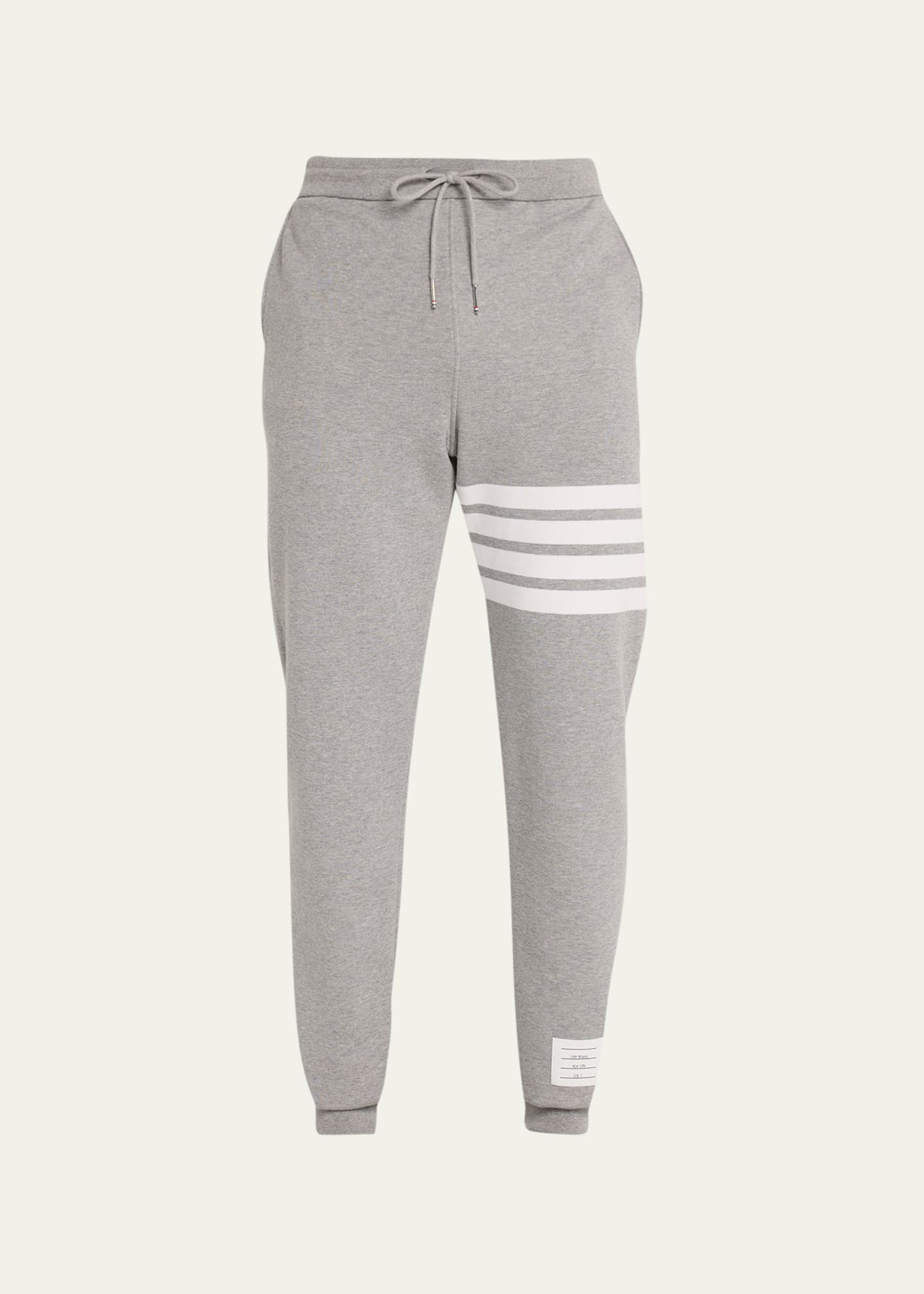 Thom Browne Sweatpants In Classic Loopback With Engineered 4 Bar Stripe Clothing In Lt Grey/optic Whi