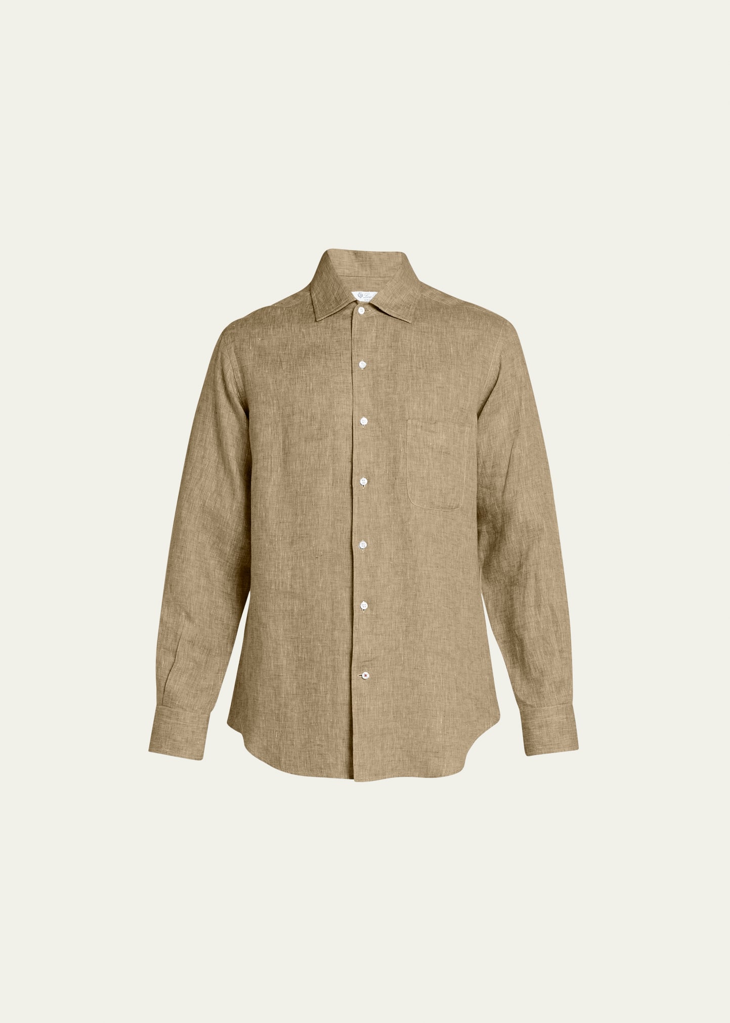 LORO PIANA MEN'S ANDREW LONG-SLEEVE LINEN SHIRT