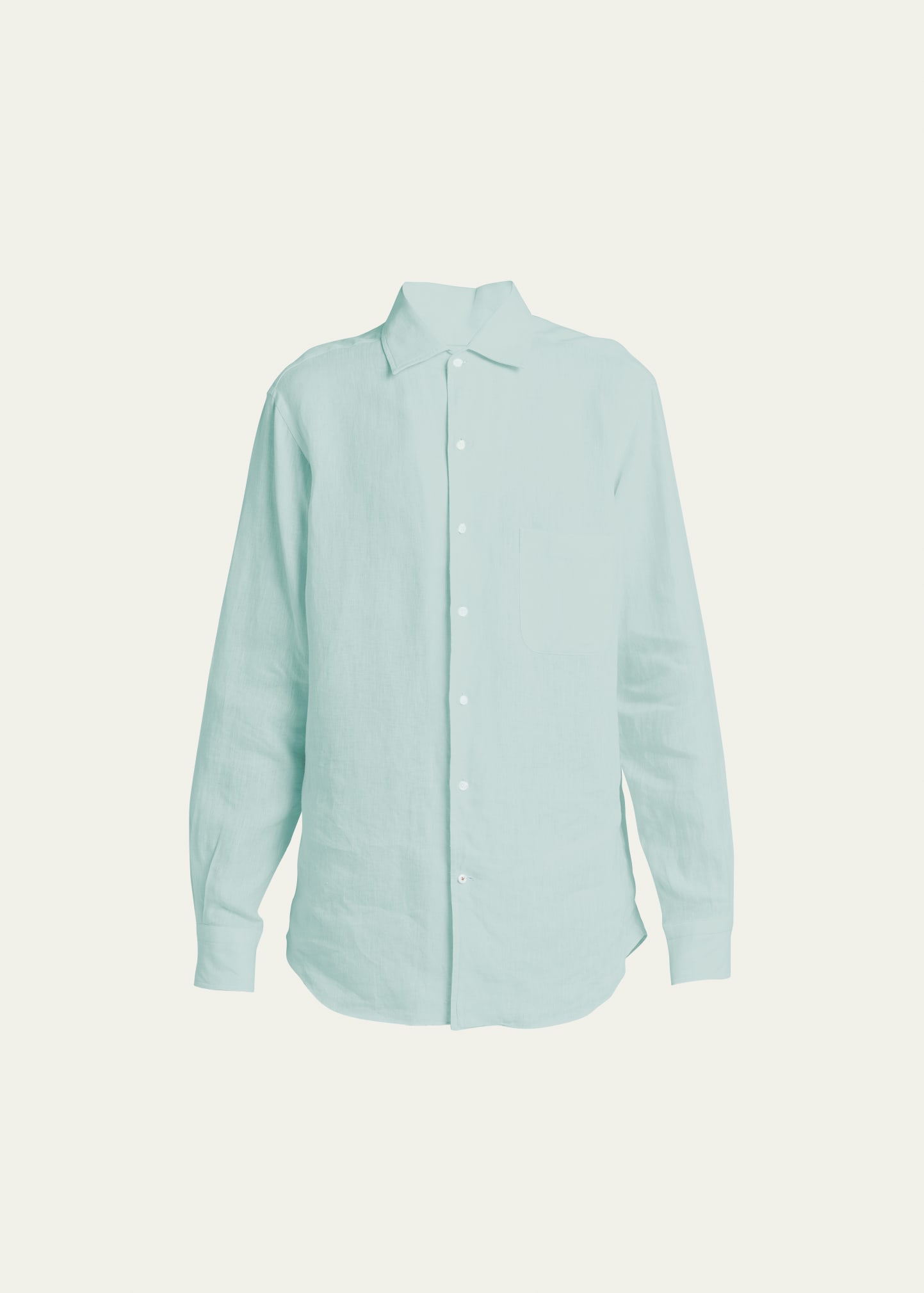 Loro Piana Men's Andrew Long-sleeve Linen Shirt In Transparent Water