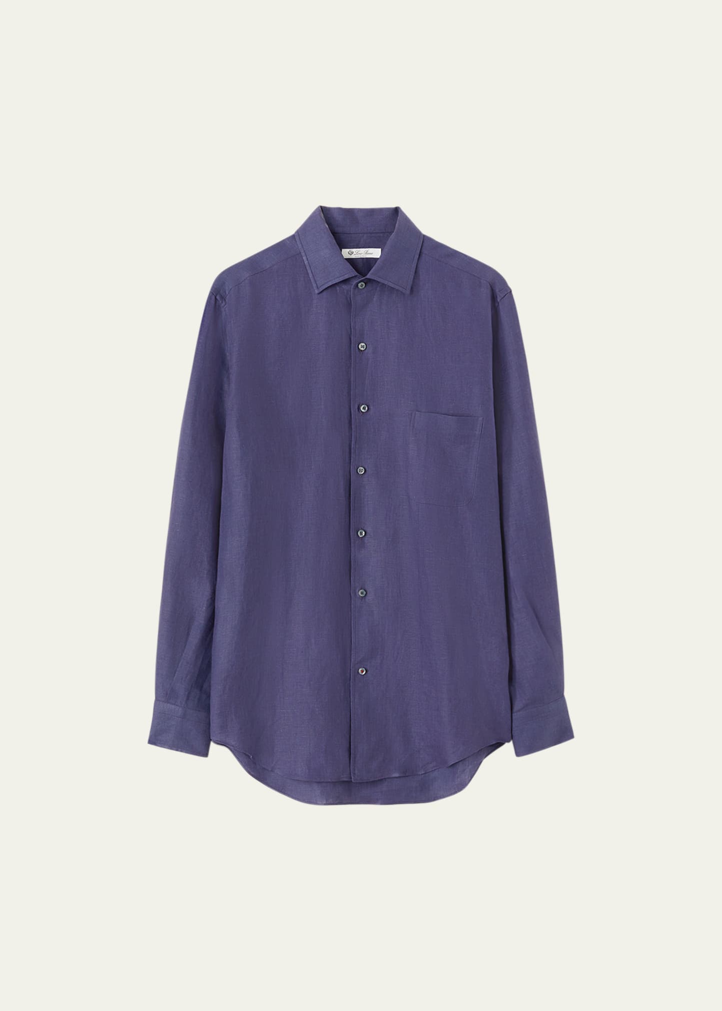 Loro Piana Men's Andrew Long-sleeve Linen Shirt In Dark Blue