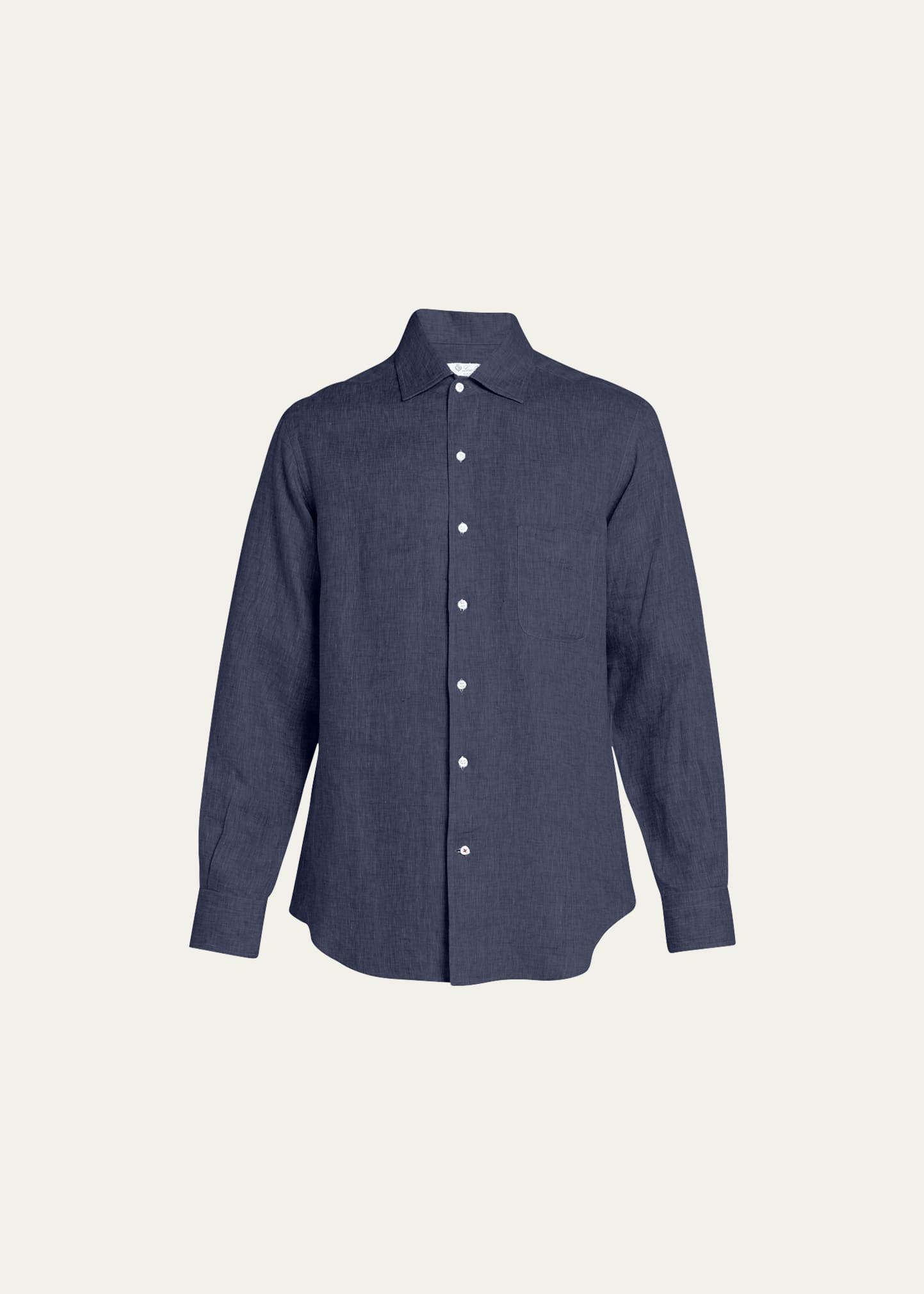 Loro Piana Men's Andrew Long-sleeve Linen Shirt In Wf29 Blue Still W