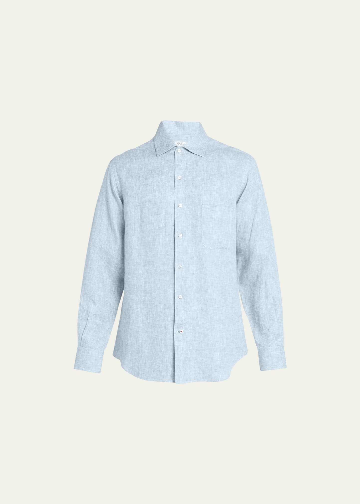 Loro Piana Men's Andrew Long-sleeve Linen Shirt In Morning Sky