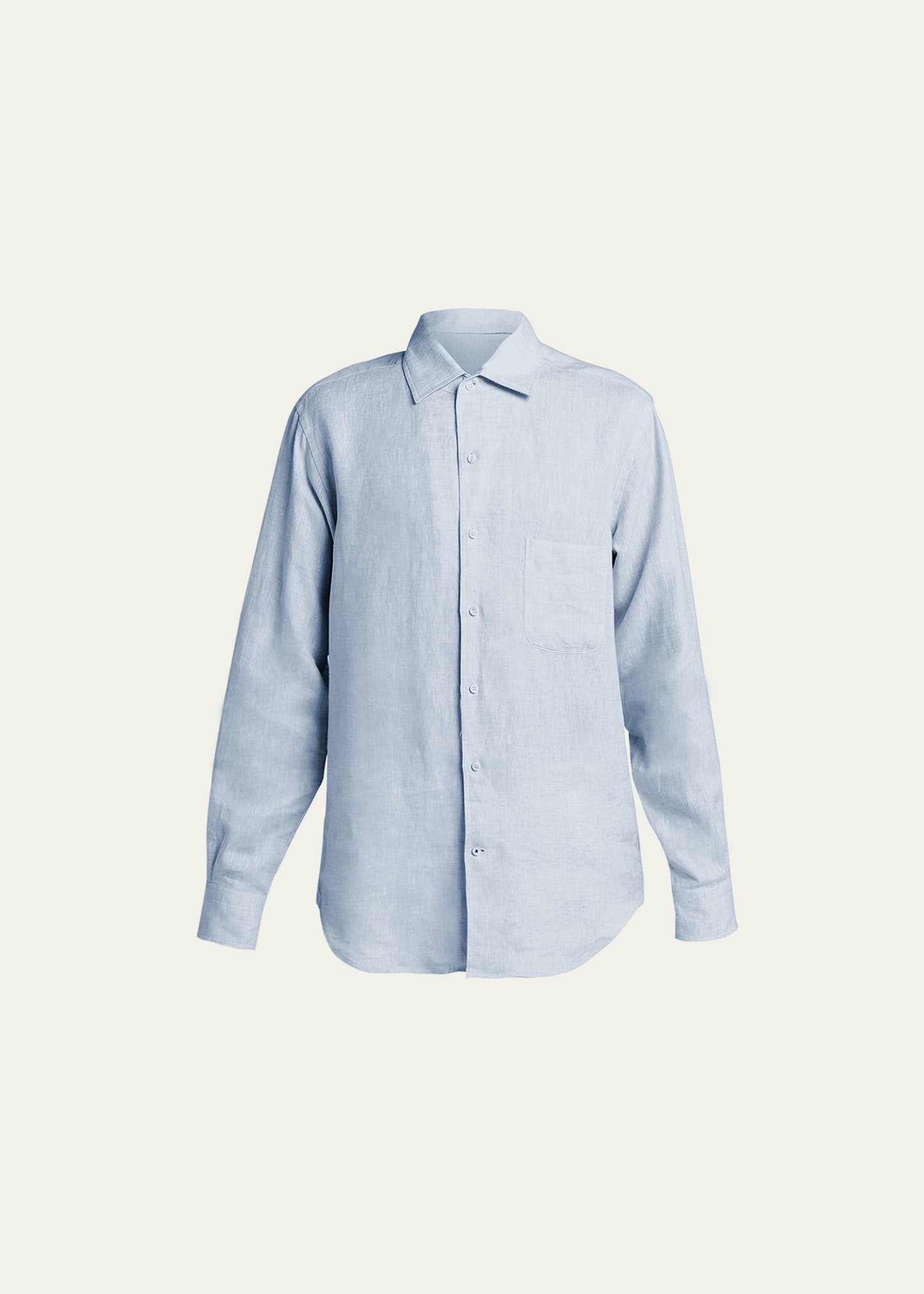 Loro Piana Men's Andrew Long-sleeve Linen Shirt In Pale Blue Indigo