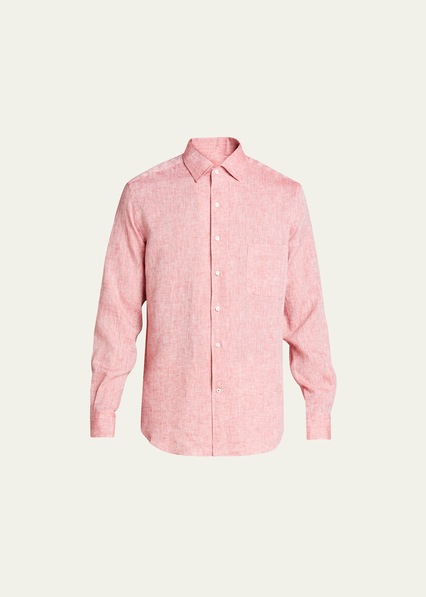 Loro Piana Men's Andrew Long-sleeve Linen Shirt In Pink