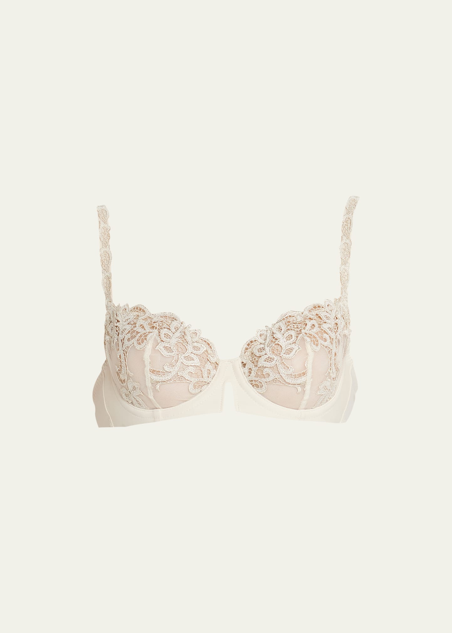 Simone Perele Saga Non-padded Lace Demi Bra In Topaz Beige