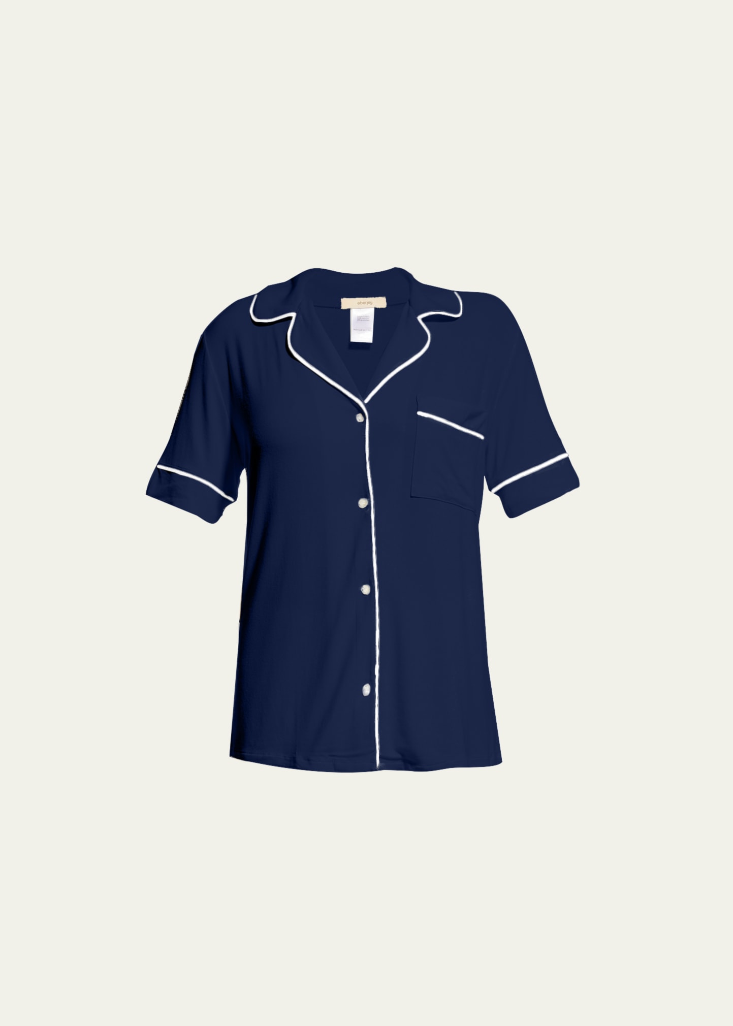 Eberjey Gisele Short Sleeve Long Pant Pajama Set In Navy / Ivory
