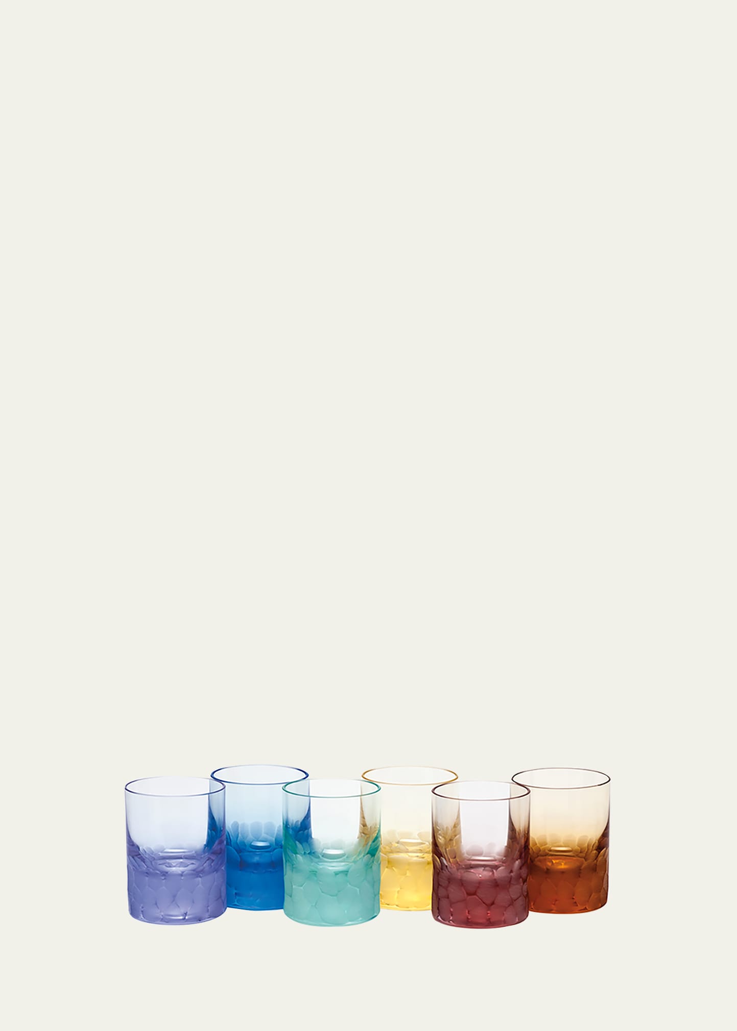 Set of Six Pebbled Crystal Shot Glasses
