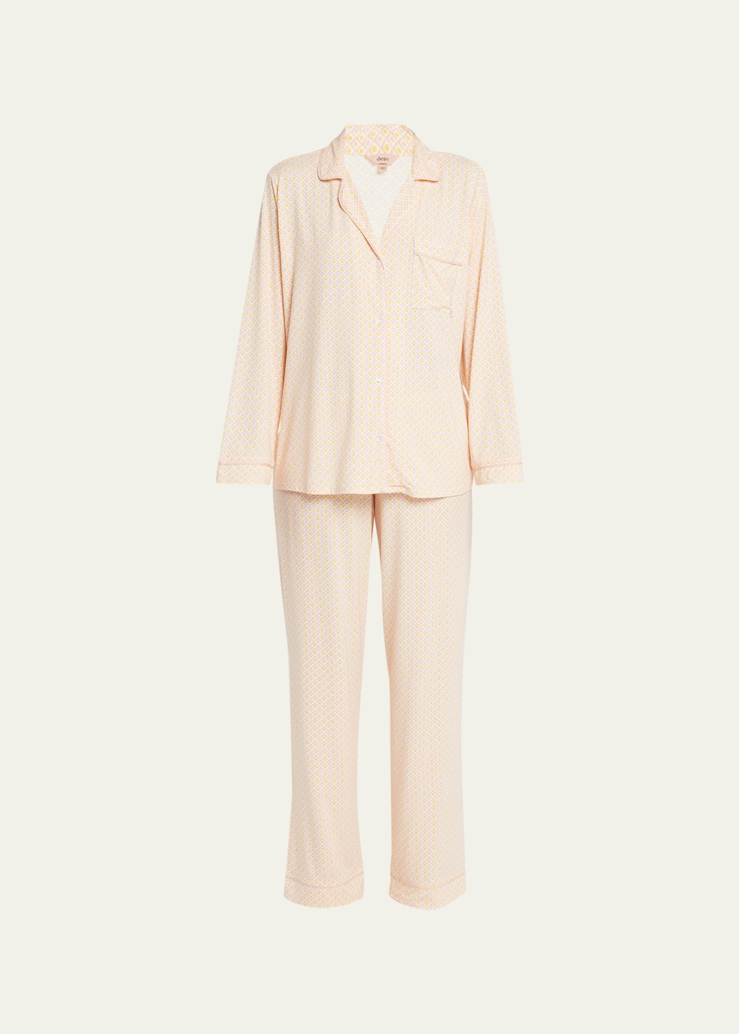 Eberjey Gisele Print Jersey Knit Pajamas In Geo Tile Rose Clo