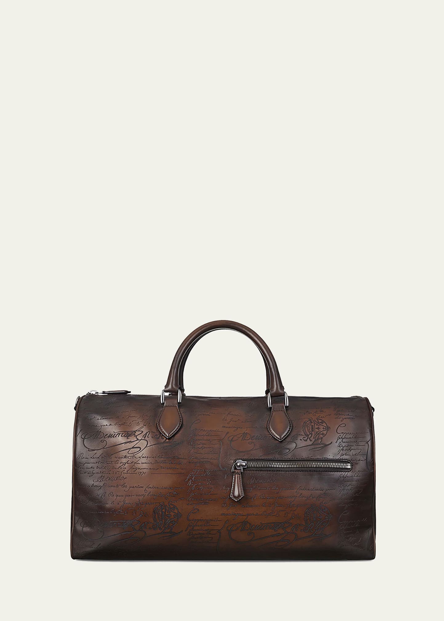 Jour-Off Scritto Large Leather Duffel Bag, Brown