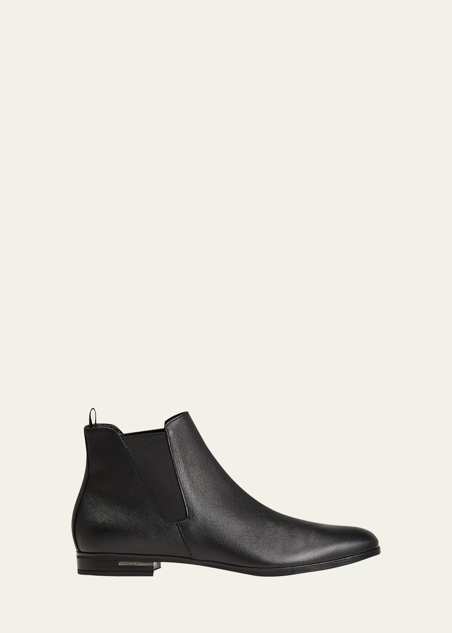 Saffiano Leather Chelsea Boots