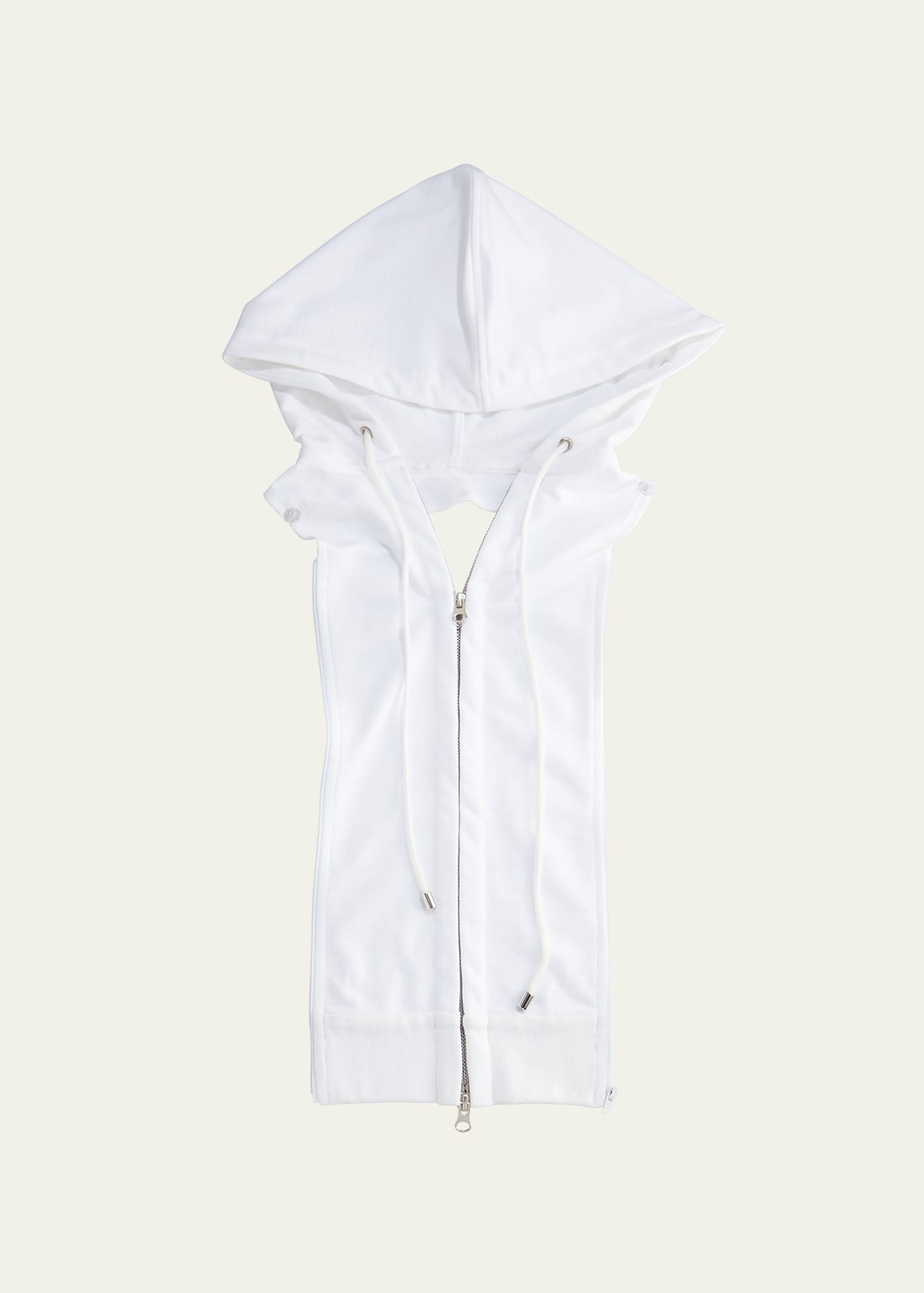Veronica Beard White Hooded Cotton Dickey In Heather Gray