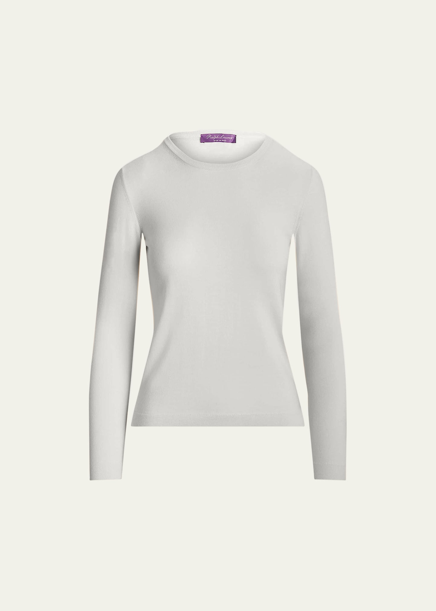 Ralph Lauren Crewneck Long-sleeve Cashmere Sweater In Lux Cream