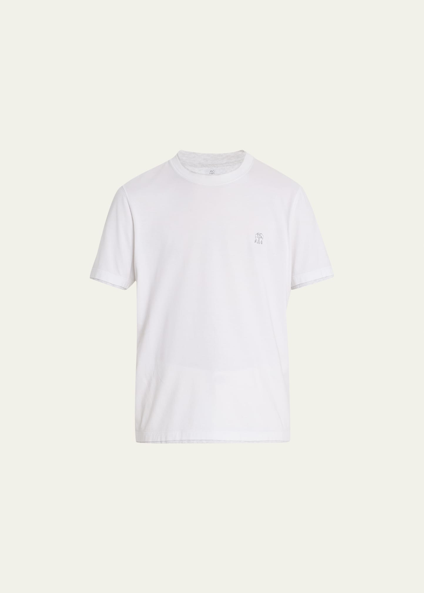 Shop Brunello Cucinelli Men's Marled Crewneck T-shirt In White