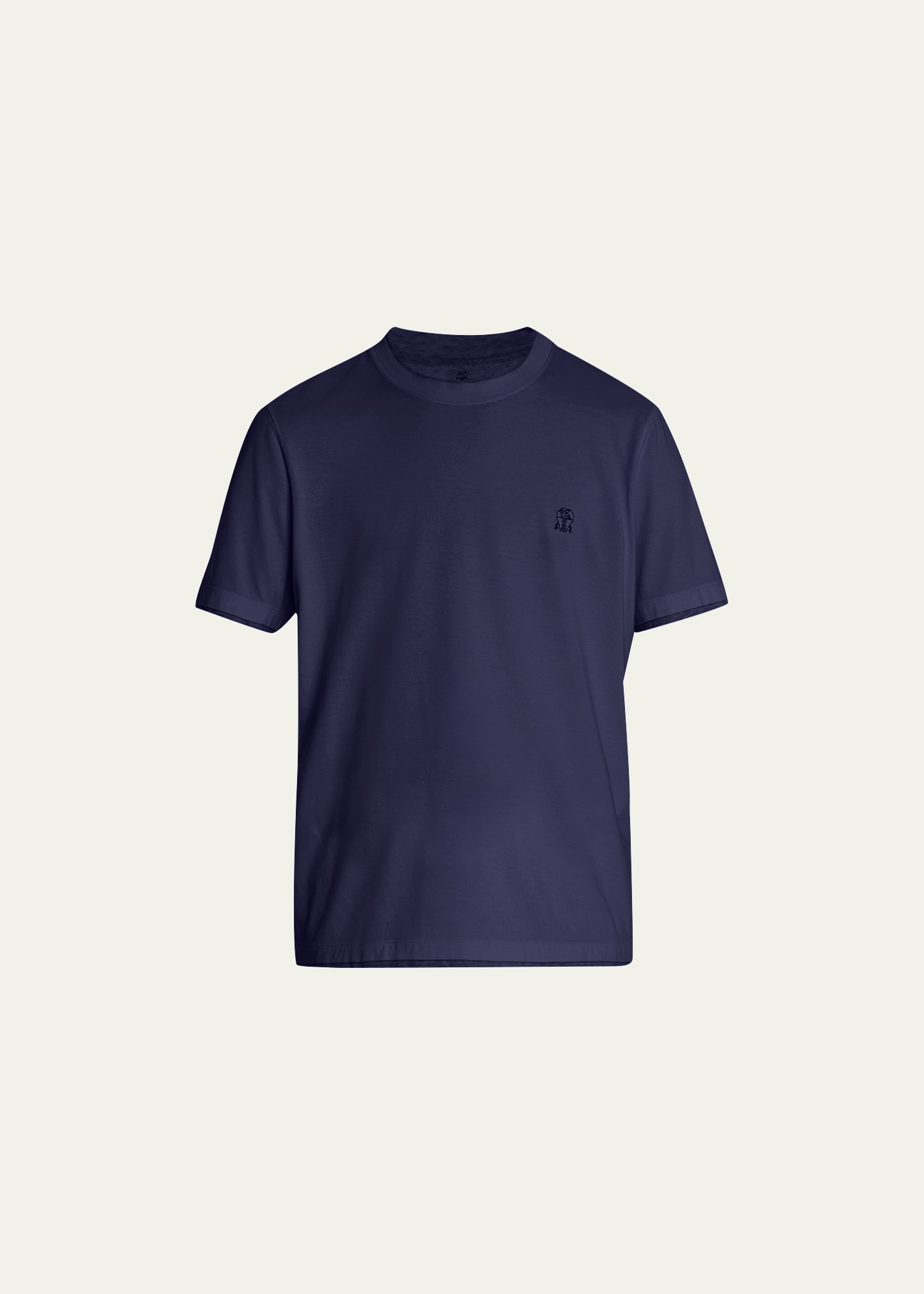 Brunello Cucinelli T-shirt With Raised Collar In Navy
