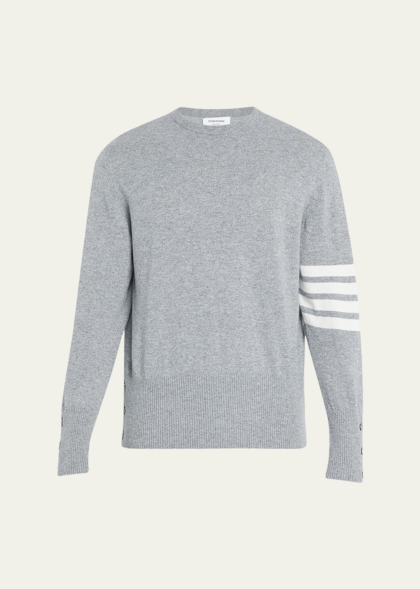 Thom Browne Men's Striped-sleeve Cashmere Sweater In Gray