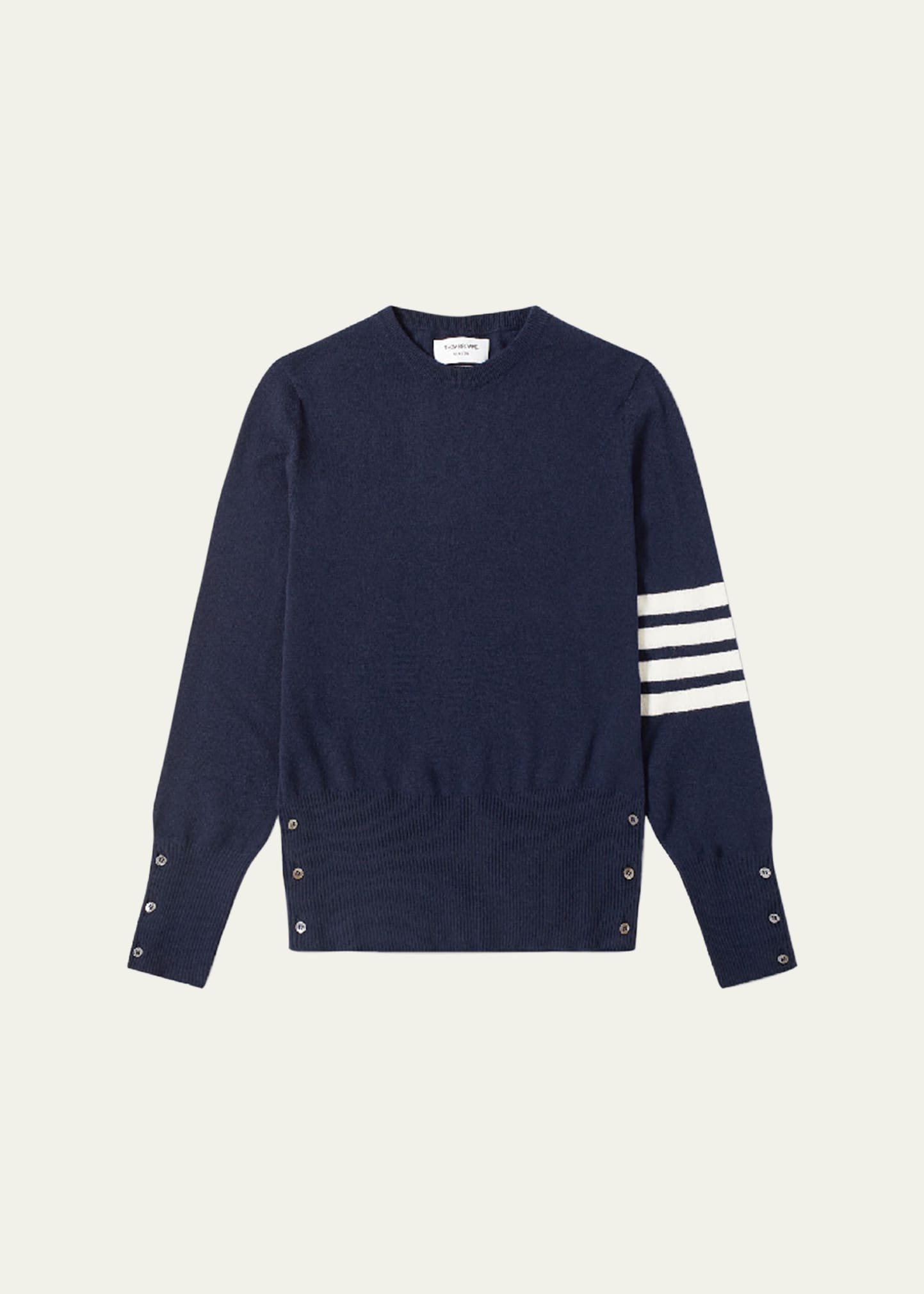 Shop Thom Browne Men's Striped-sleeve Cashmere Sweater In Navy