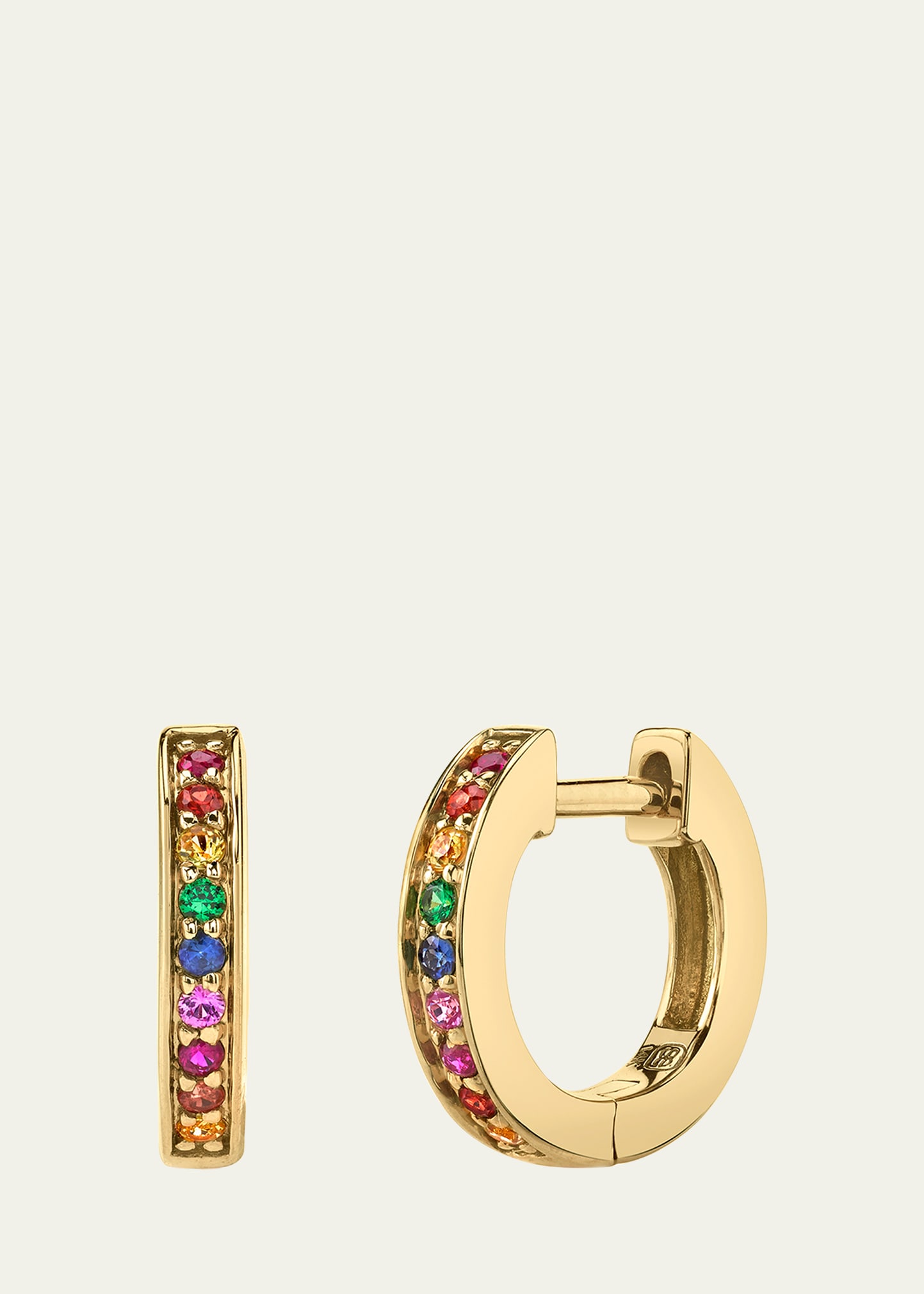 Sydney Evan 14k Gold Rainbow Sapphire Huggie Hoop Earrings In Unassigned