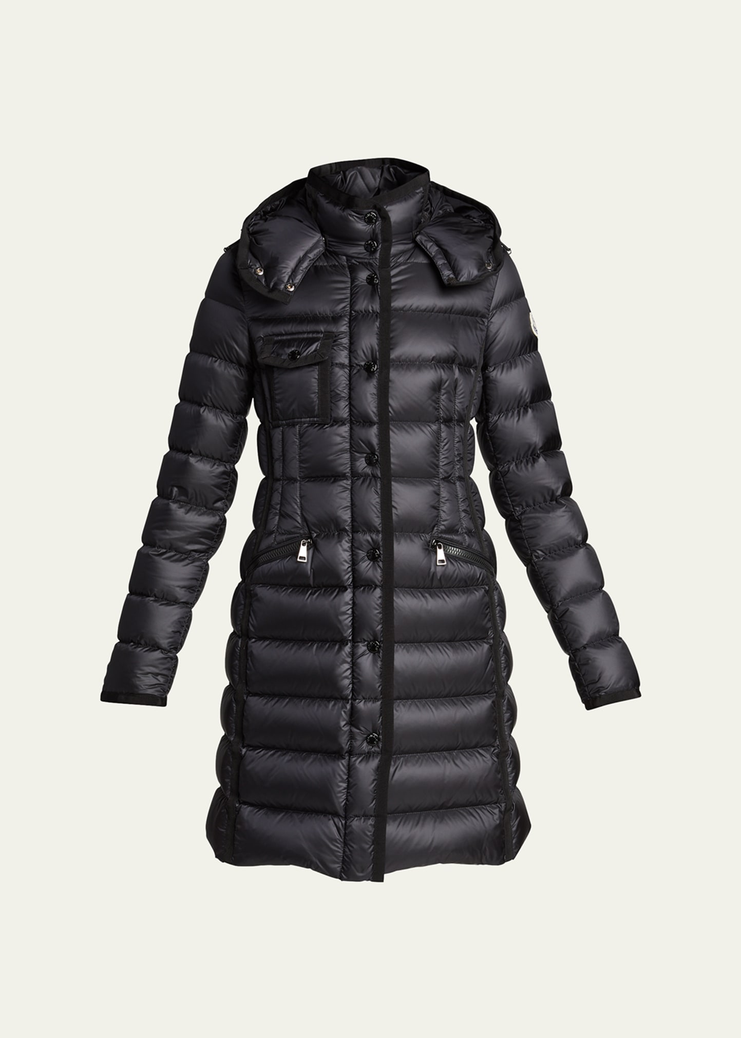 Moncler Hermine Hooded Puffer Jacket In Black