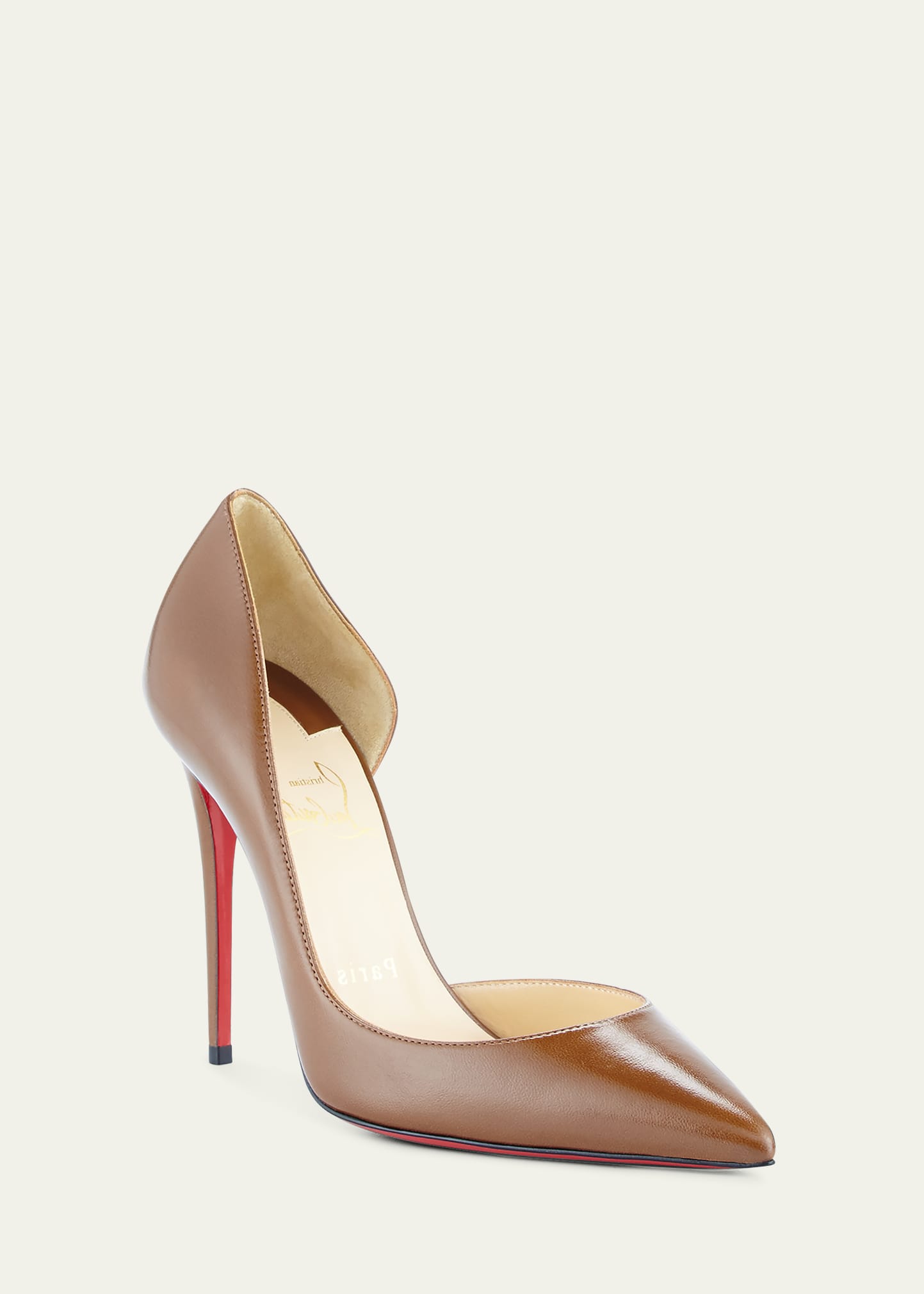 Christian Louboutin Iriza Patent Open-side Red Sole Pump In Nude