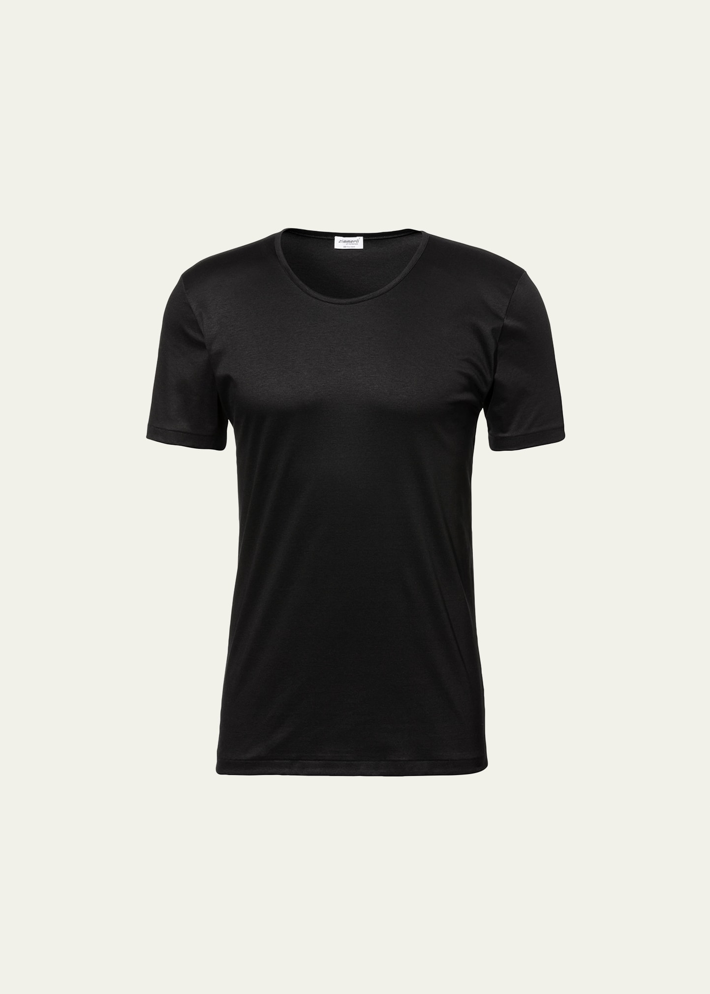 Shop Zimmerli Men's Sea Island Scoop Neck T-shirt In Black Pattern