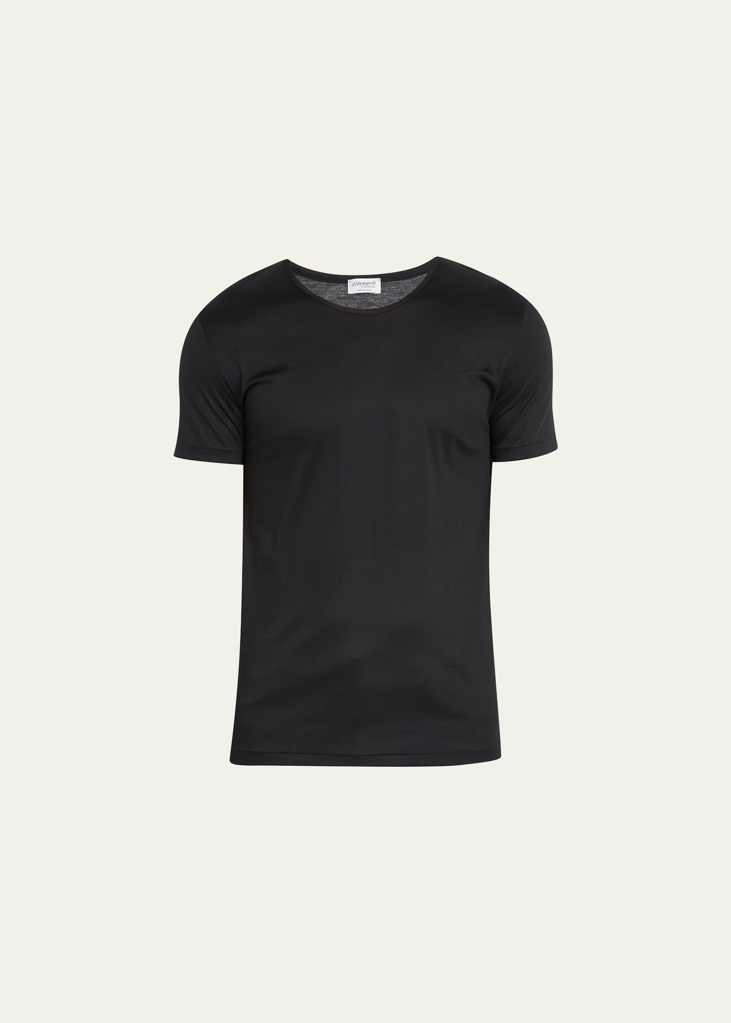 Shop Zimmerli Men's Sea Island Scoop Neck T-shirt In Black