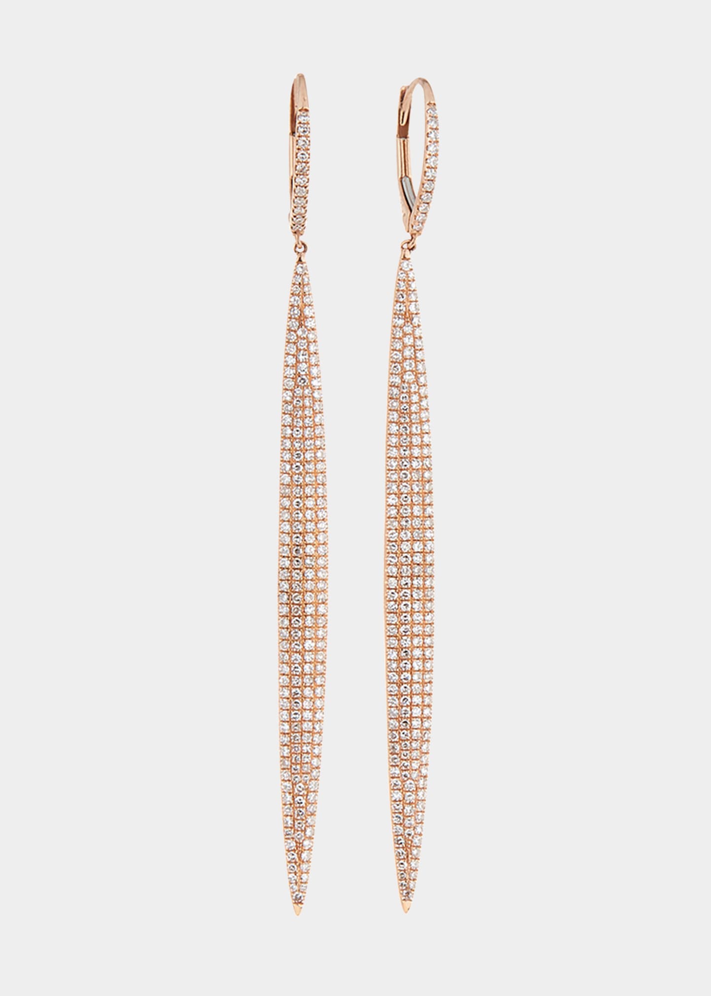 14K Rose Gold Pave Diamond Marquise Earrings