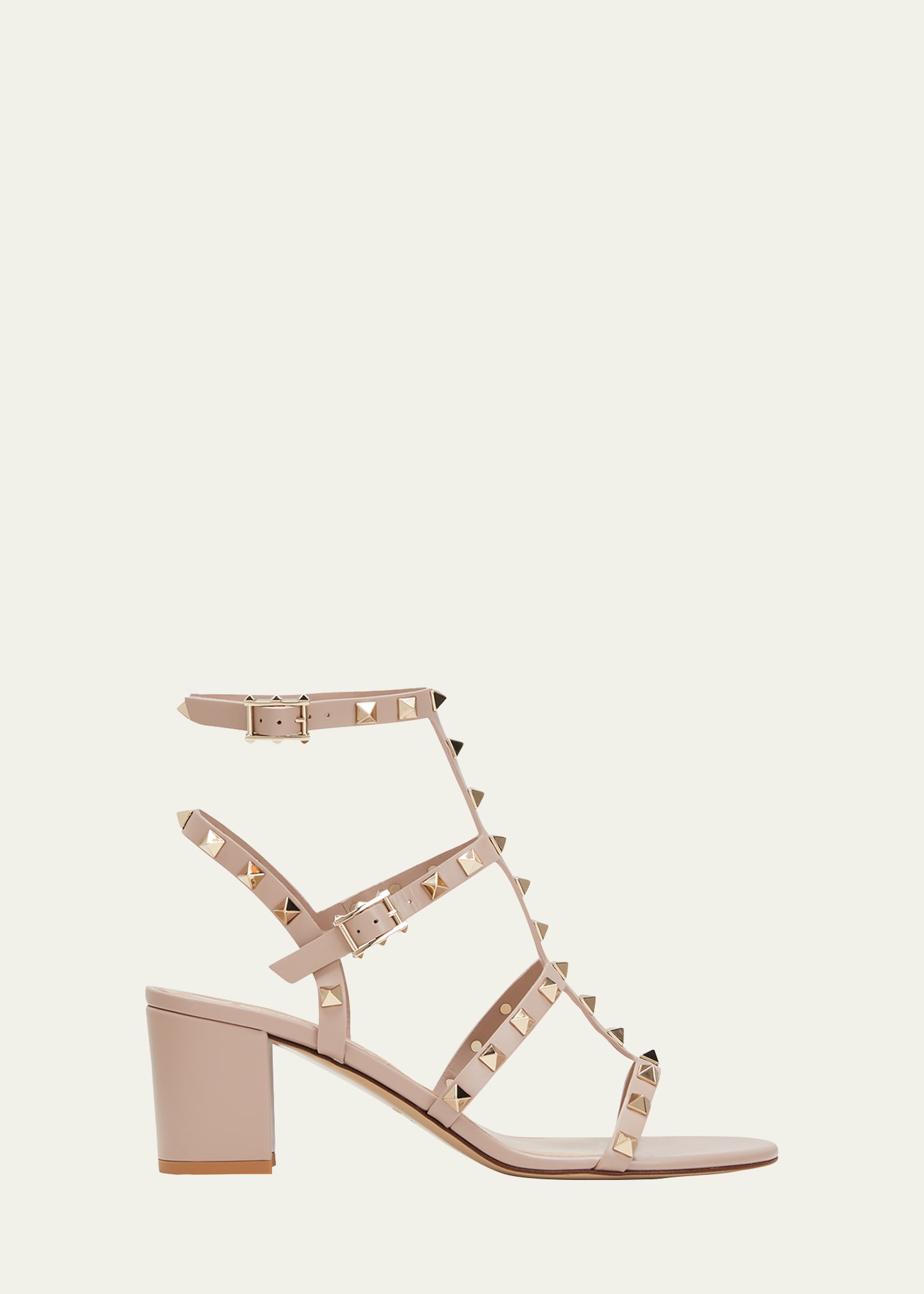 Valentino Garavani Rockstud Leather 60mm City Sandals In Nero