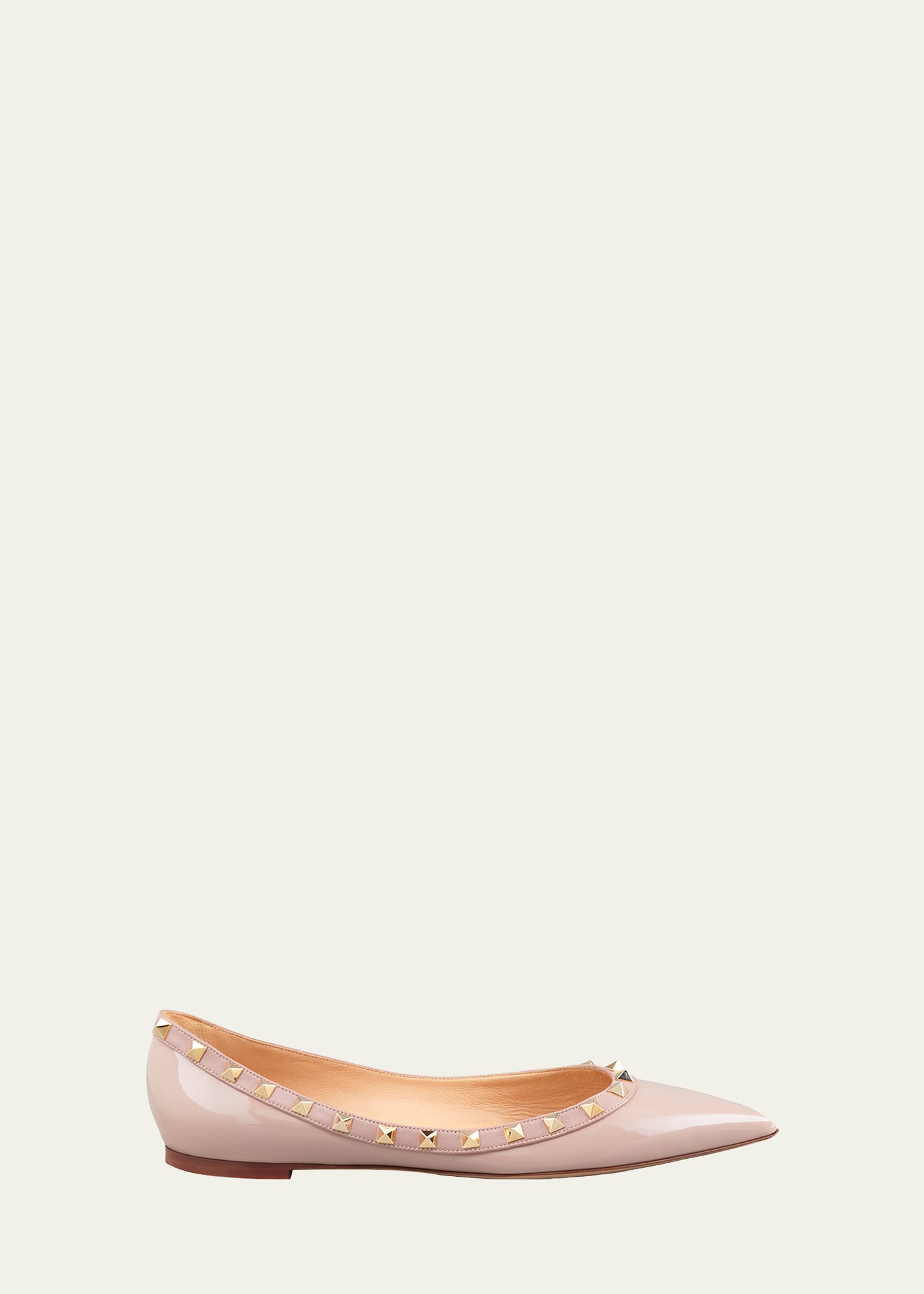 Valentino Garavani Rockstud Patent Ballet Flats In Neutral Pattern