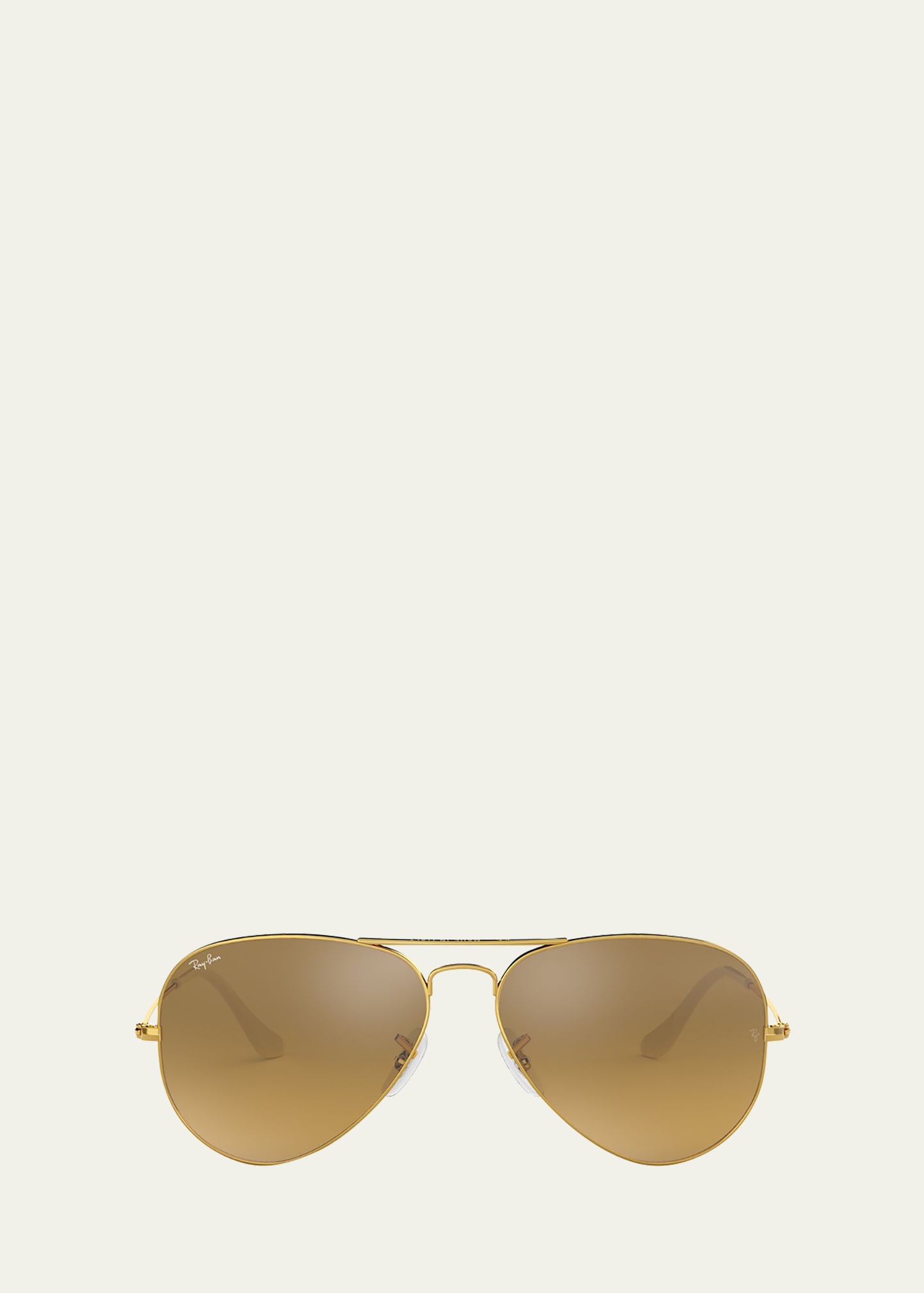 Ray Ban Rb3449 59mm Mirrored Semi-rimless Aviator Sunglasses In Gold/brown