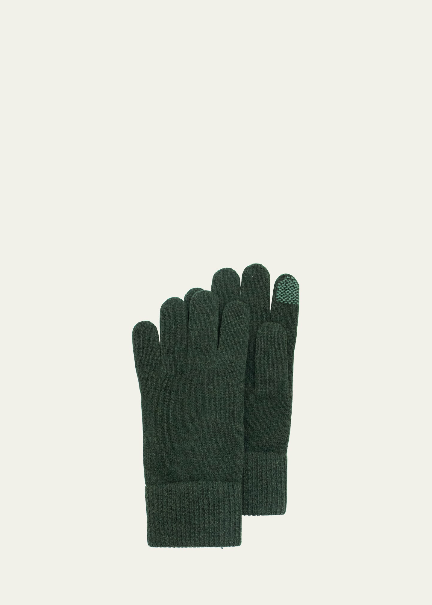 Portolano Cashmere Touchscreen Gloves In Green Menagerie