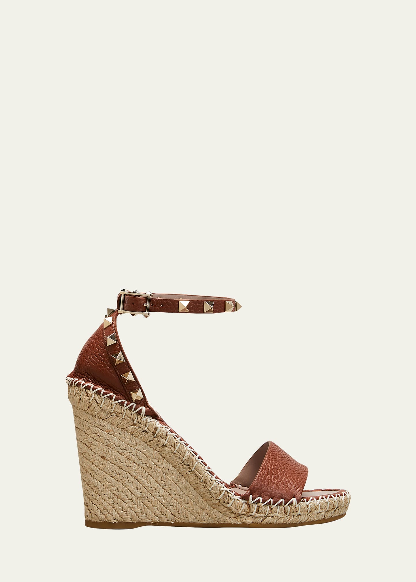 VALENTINO GARAVANI ROCKSTUD DOUBLE ESPADRILLE WEDGE SANDALS