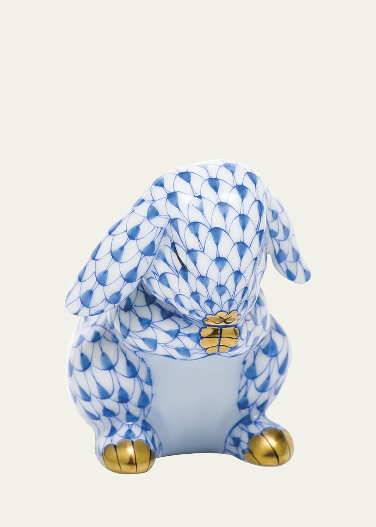 Herend Praying Bunny Figurine In Blue