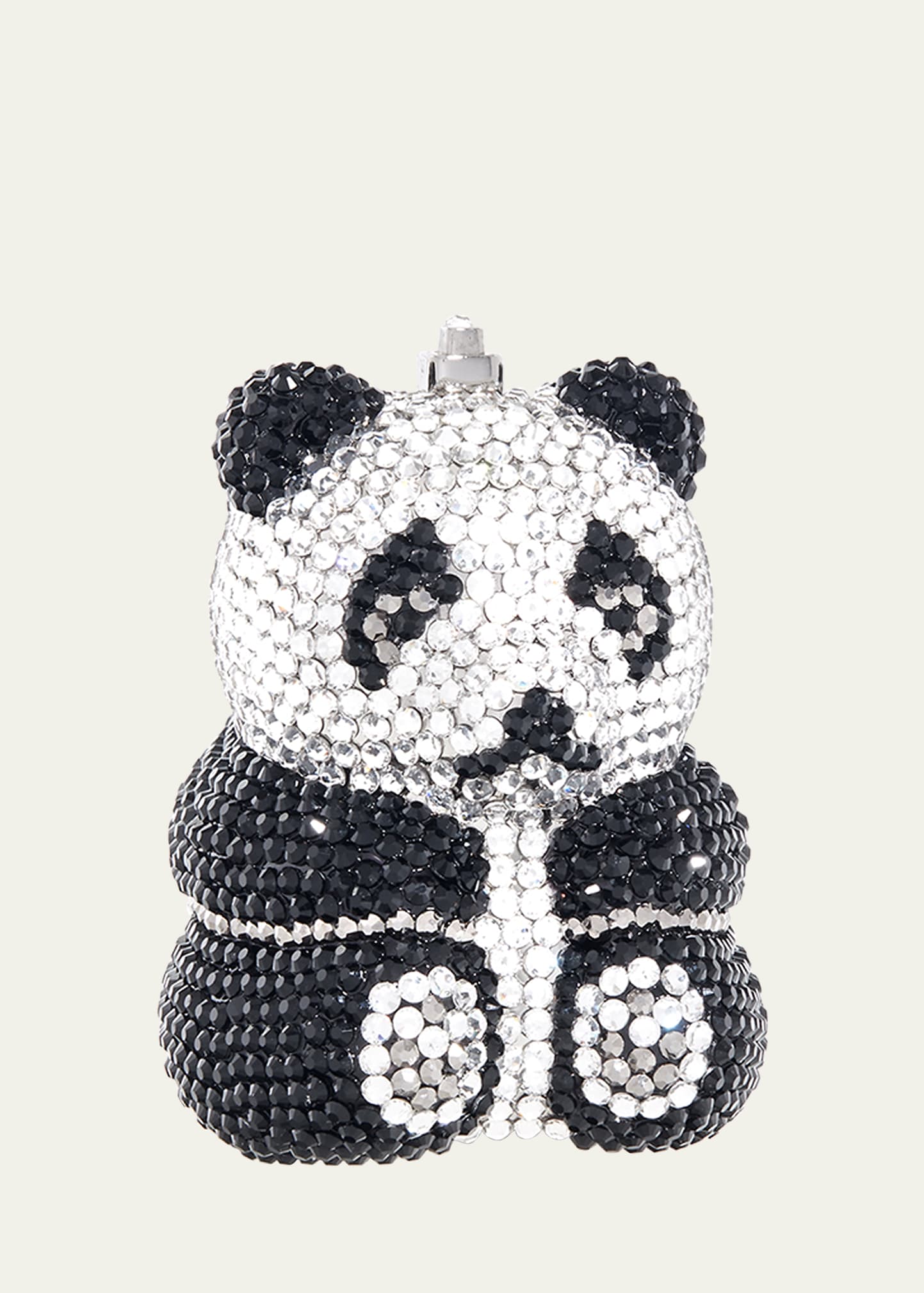 Judith Leiber Ling Panda Crystal Pillbox In Black/white