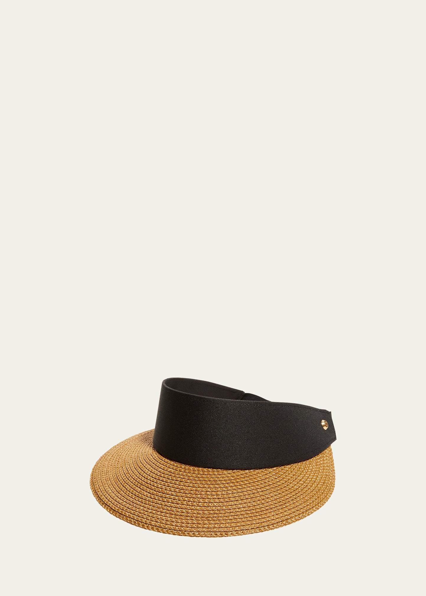 Shop Eric Javits Champ Woven Visor In Natural / Black