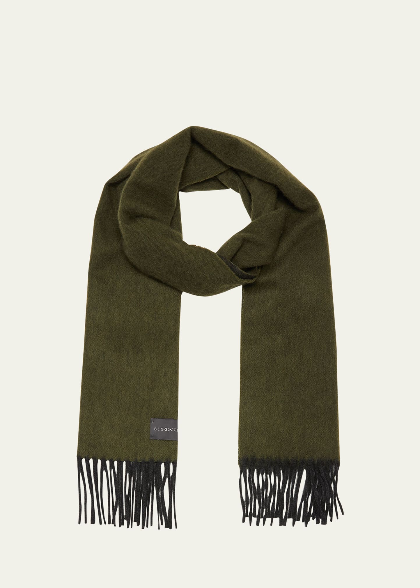 Begg & Co Men's Colorblock Charcoal Army Scarf In Dark Green