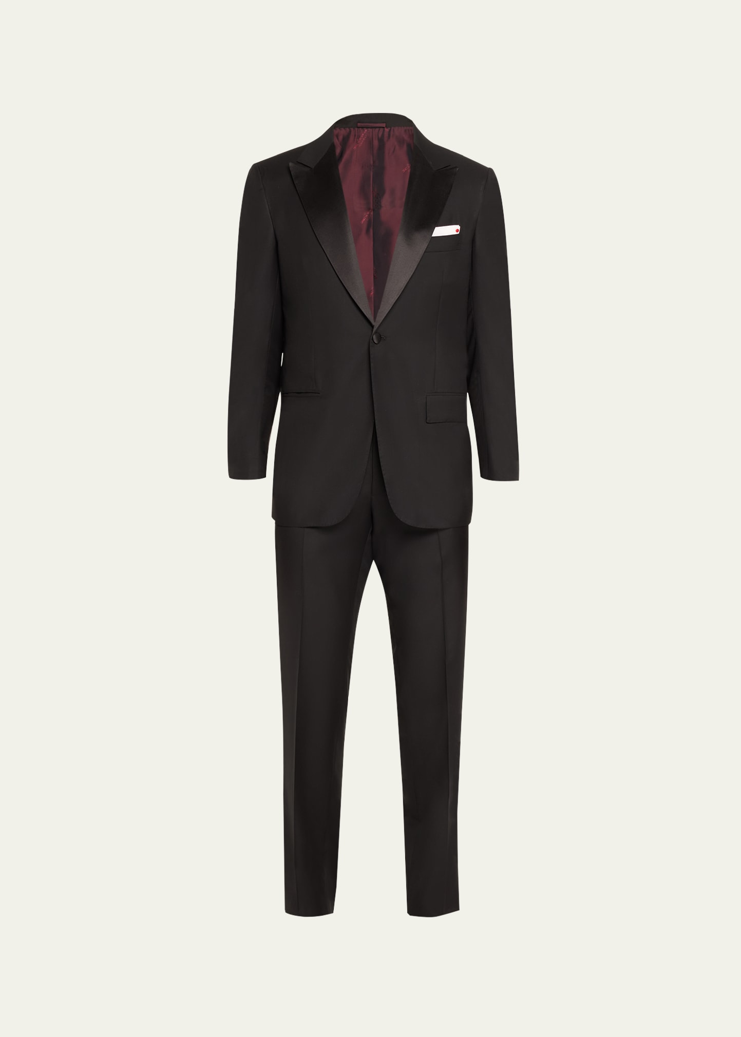 Kiton Men's Peak Wool Tuxedo In Black