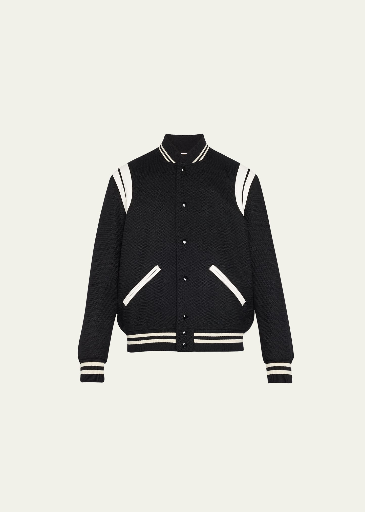 Saint Laurent Teddy Jacket In Wool In Black/white