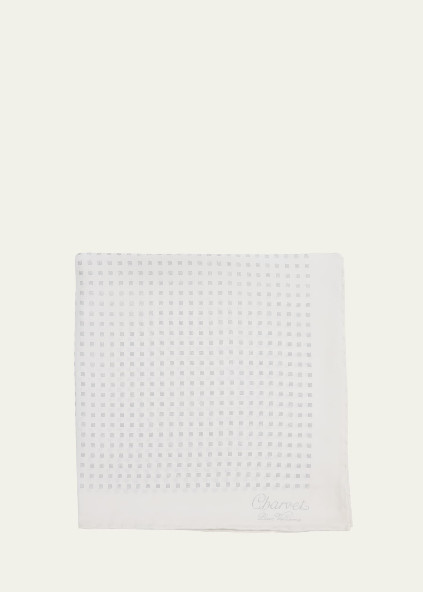 Charvet Men's Printed Silk Pocket Square In White/gray