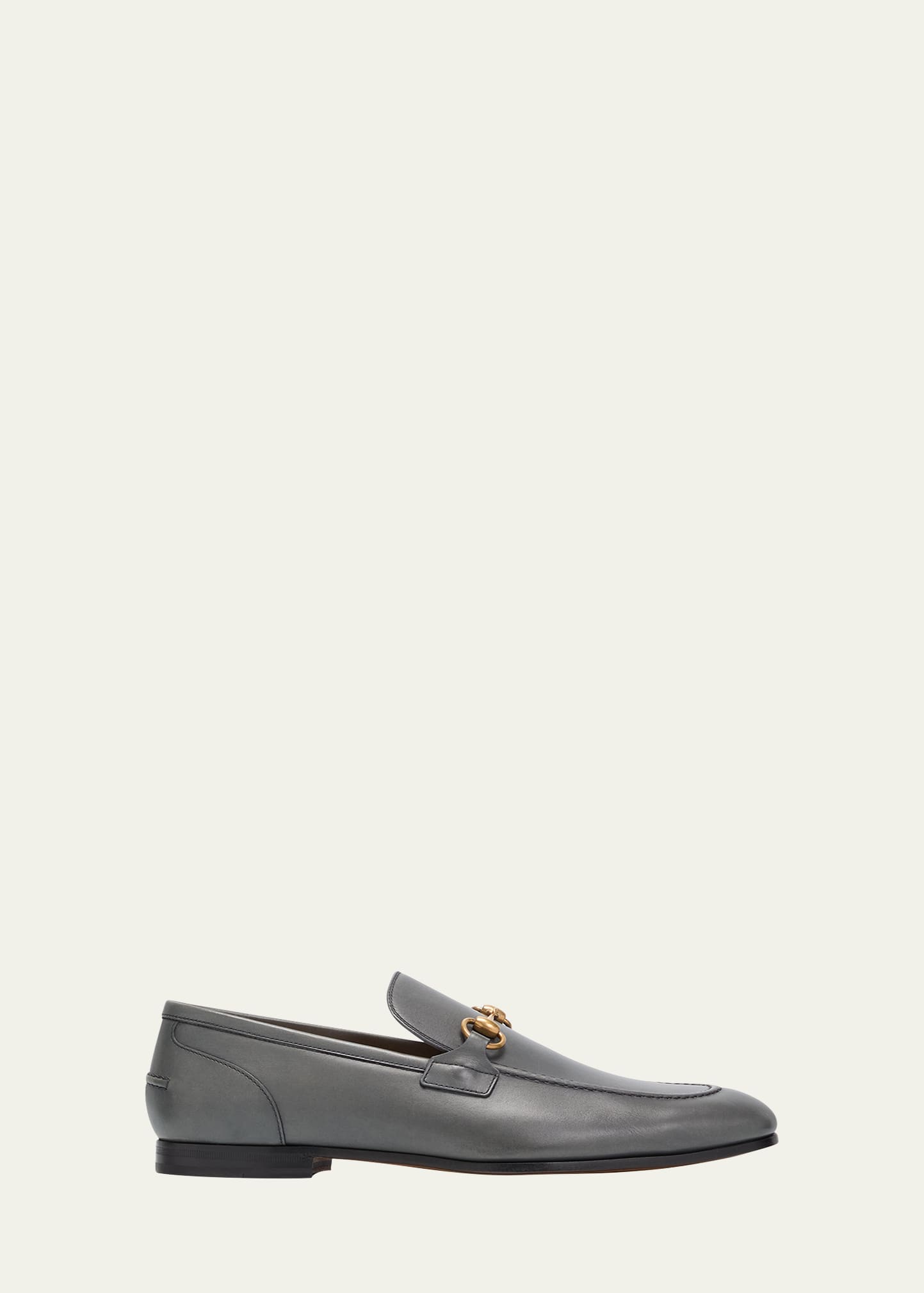 Gucci Men's Jordaan Leather Loafers In Graphite Grey