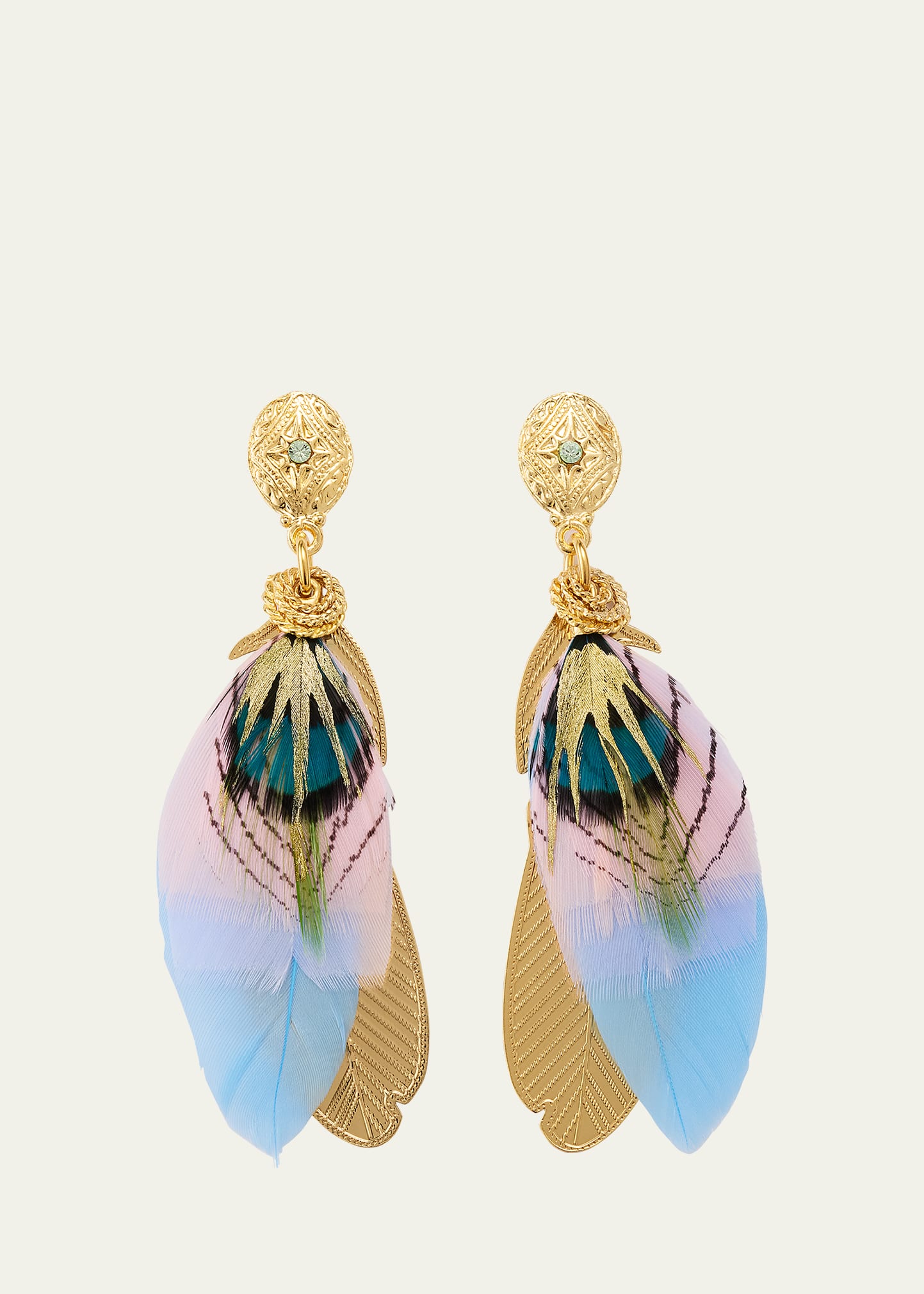 Sao Feather Drop Earrings