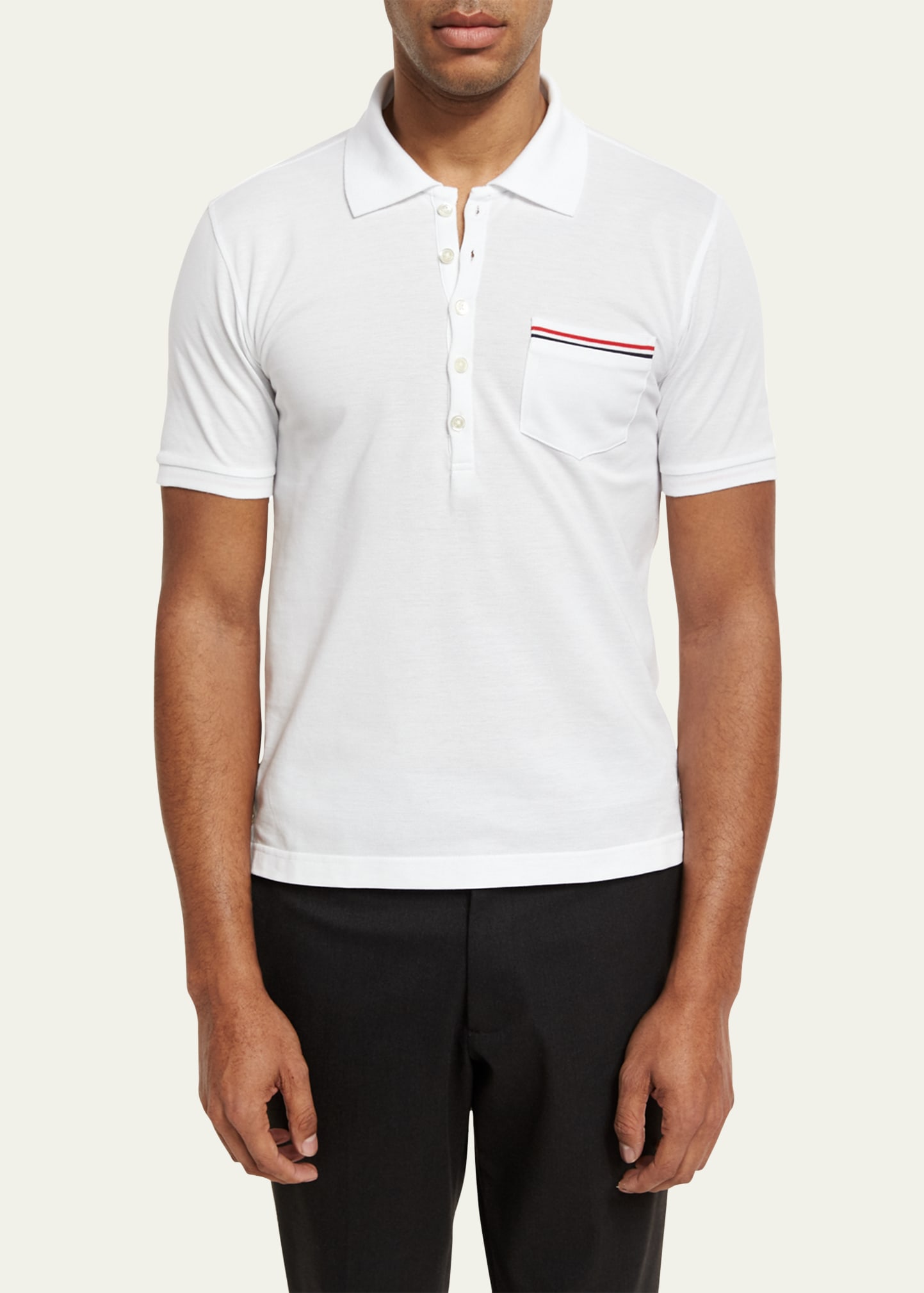 Heather Polo Shirt with Striped Pocket