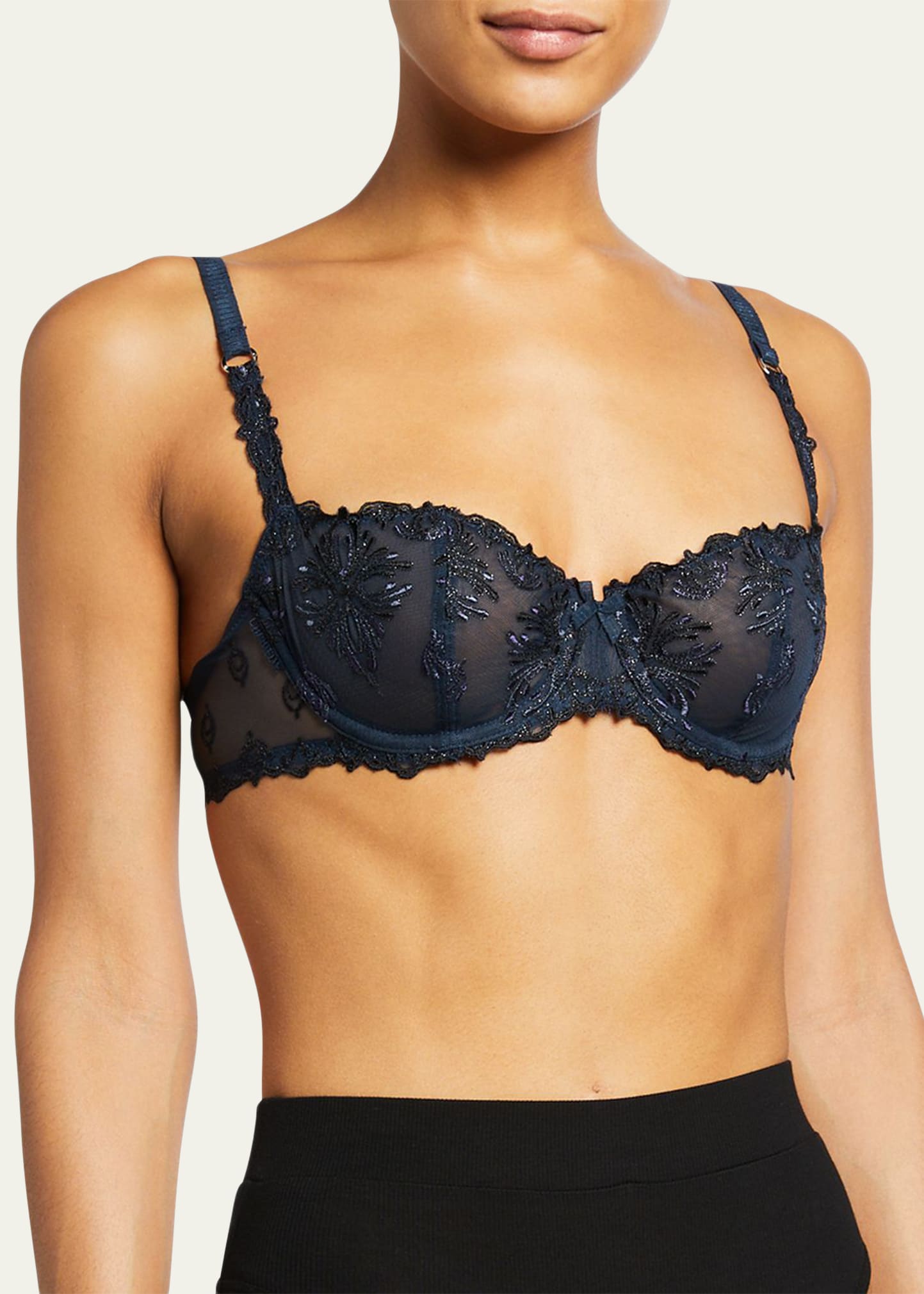 Chantelle Champs Elysees Semi-sheer Balconette Bra In Cappuccino