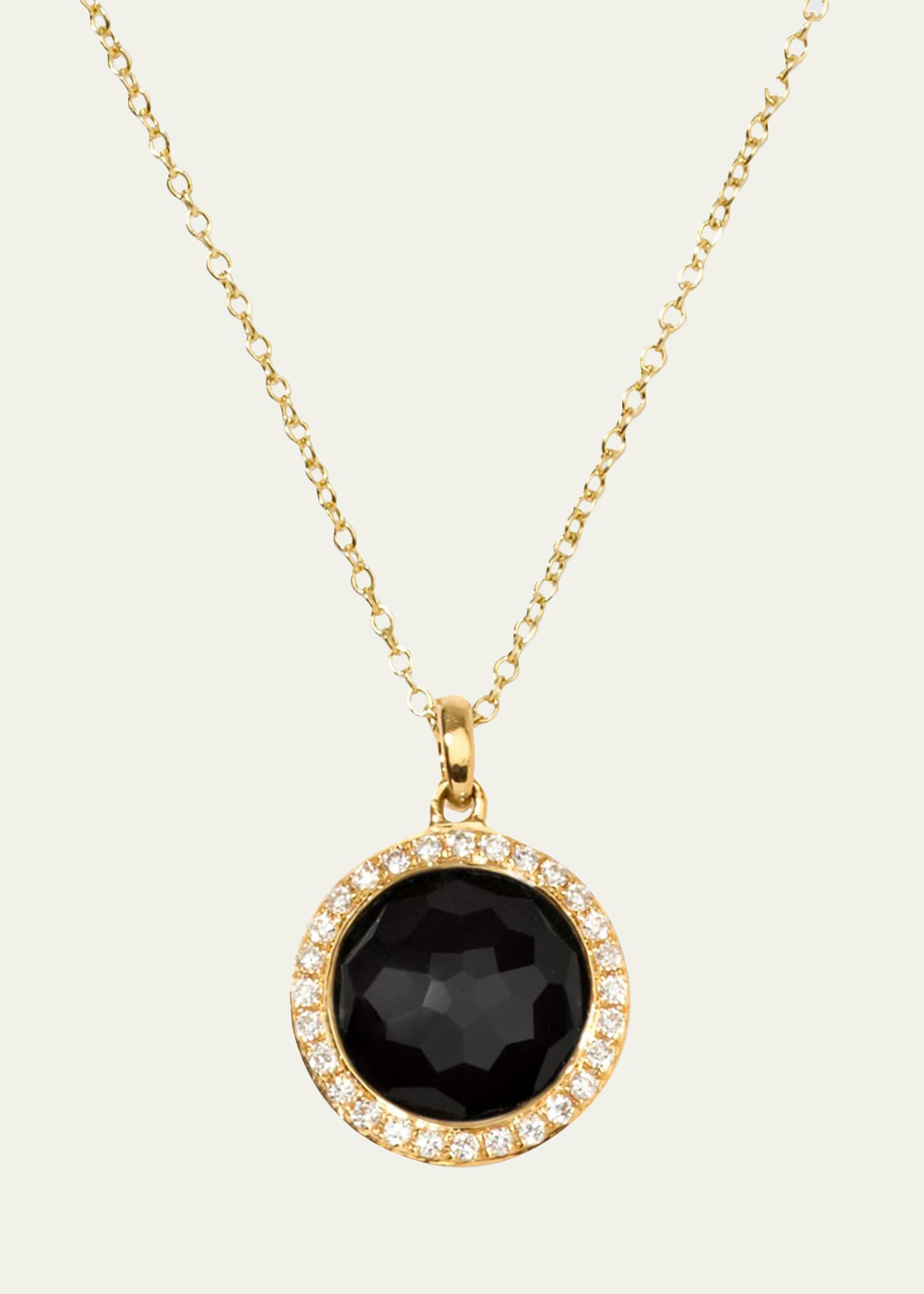 Ippolita Small Pendant Necklace In 18k Gold With Diamonds In Onyx