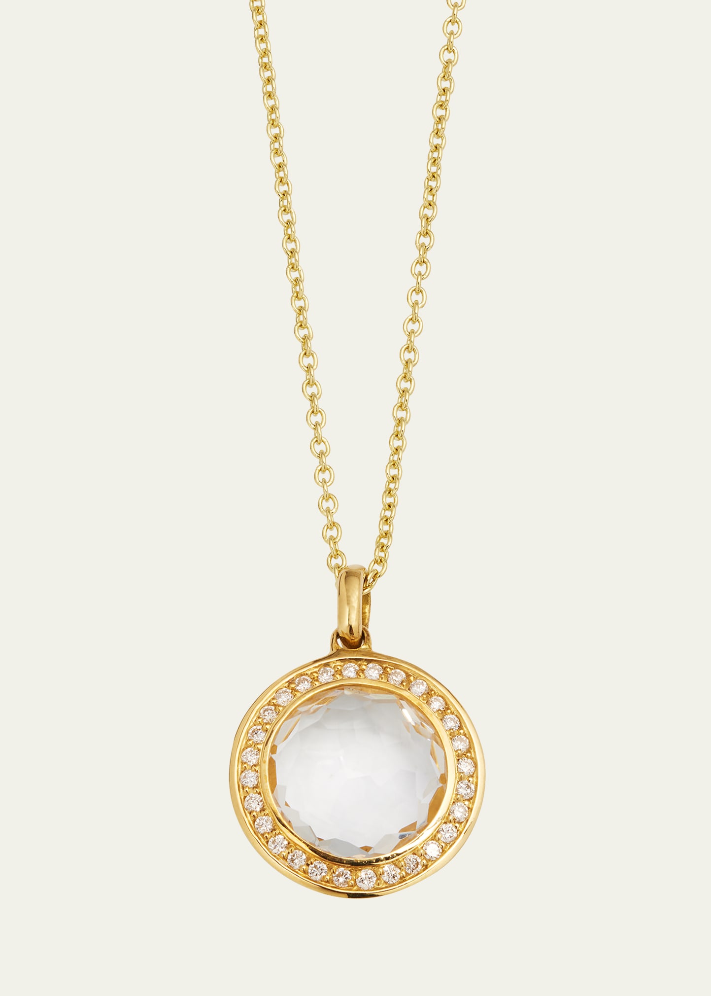 Ippolita Small Pendant Necklace In 18k Gold With Diamonds In Clear Quartz