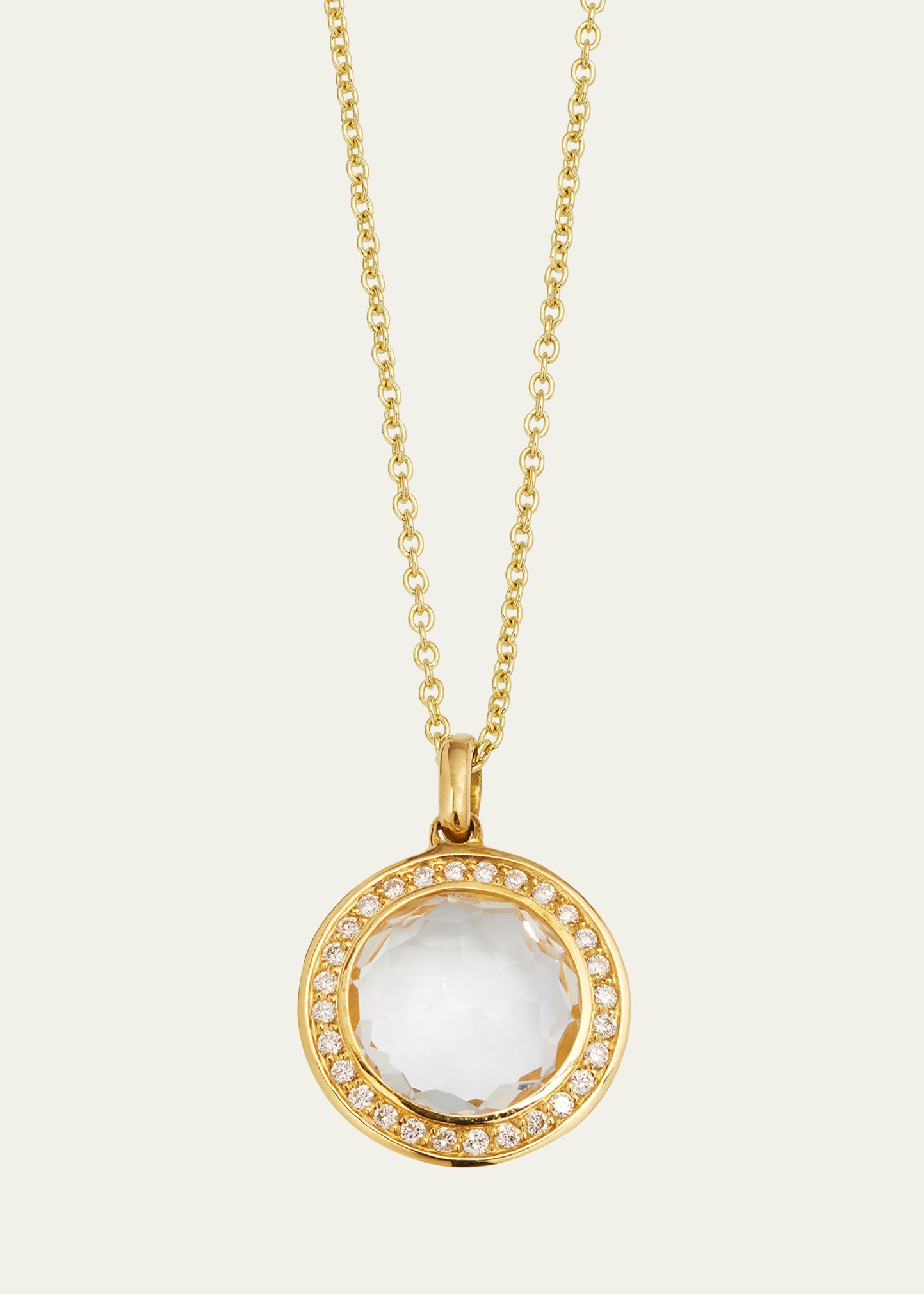 Ippolita Small Pendant Necklace In 18k Gold With Diamonds In Clear Quartz