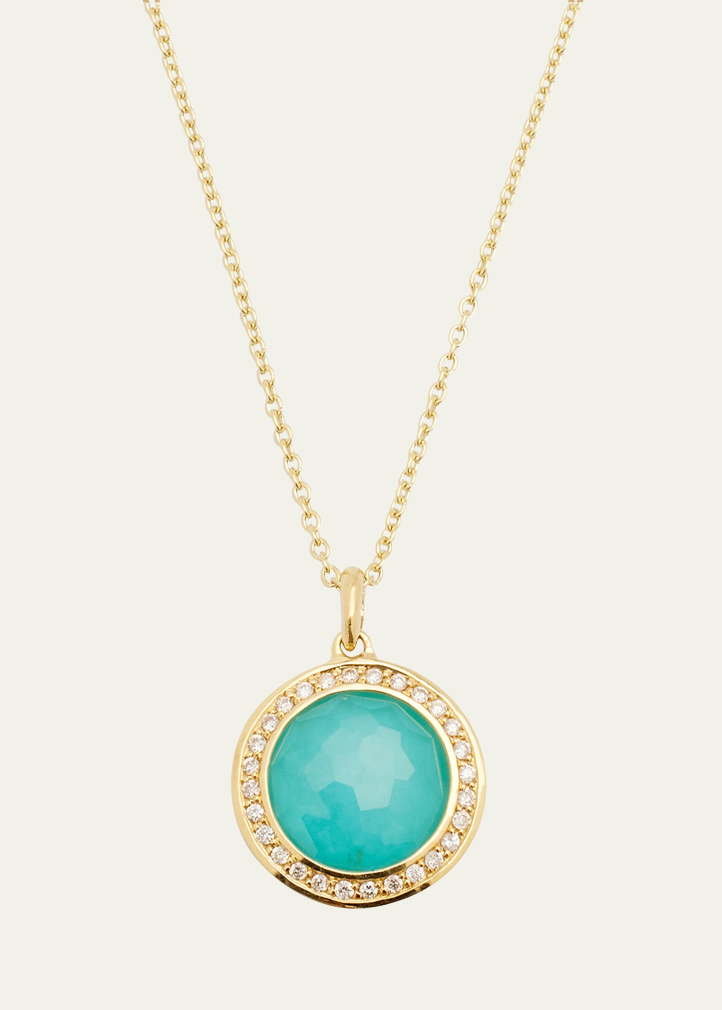 Ippolita Small Pendant Necklace In 18k Gold With Diamonds In Turquoise