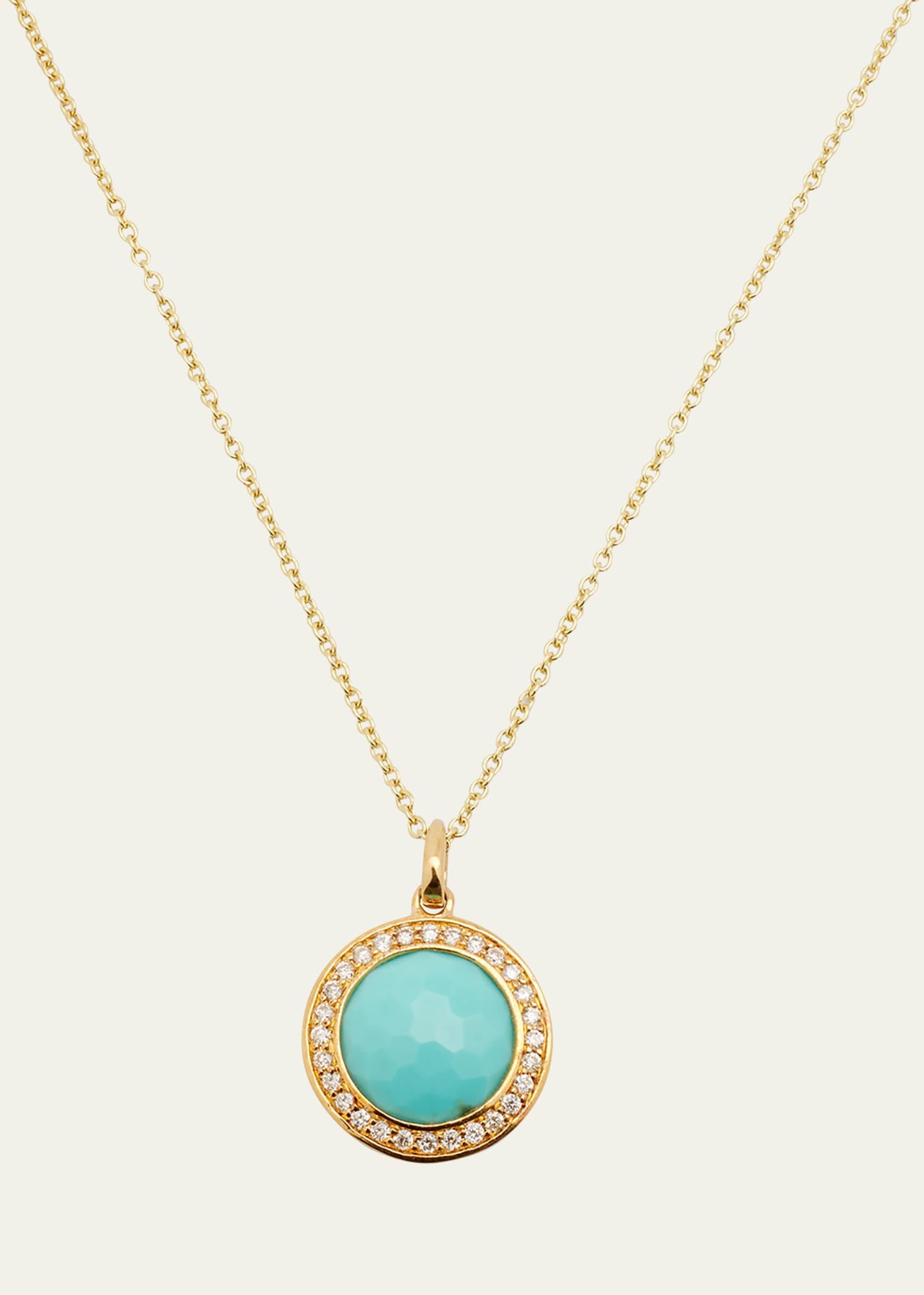 Ippolita 18k Yellow Gold Lollipop Turquoise Mini Pendant Necklace With Pave Diamonds, 18 In Turquoise