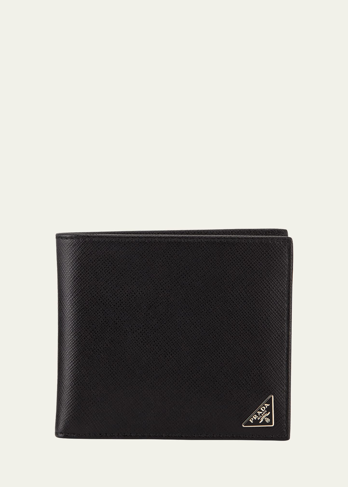 Prada Saffiano Bi-fold Wallet In Black