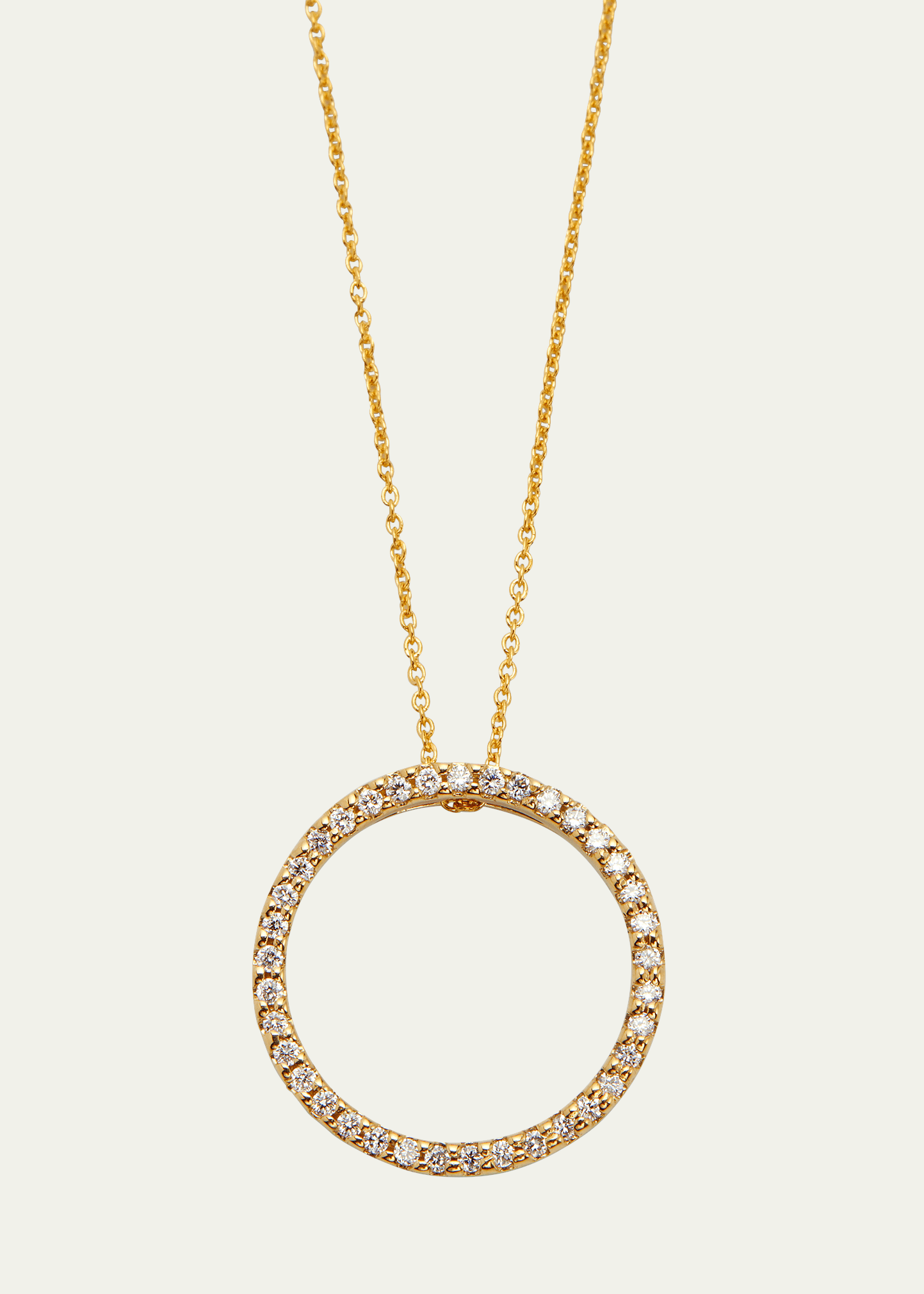 Roberto Coin Pave Circle Necklace In Yellow Gold