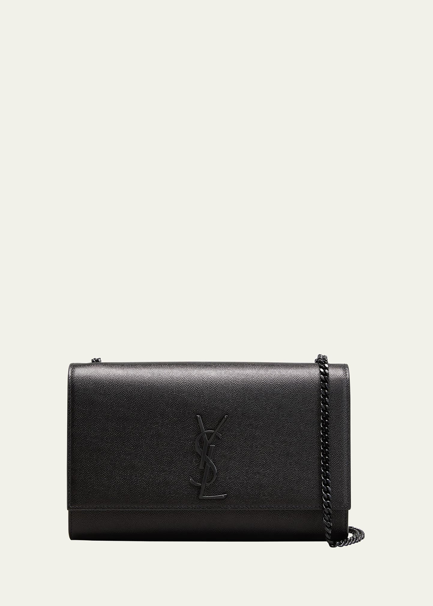 Saint Laurent Kate Xs Ysl Monogram Grain de Poudre Wallet on